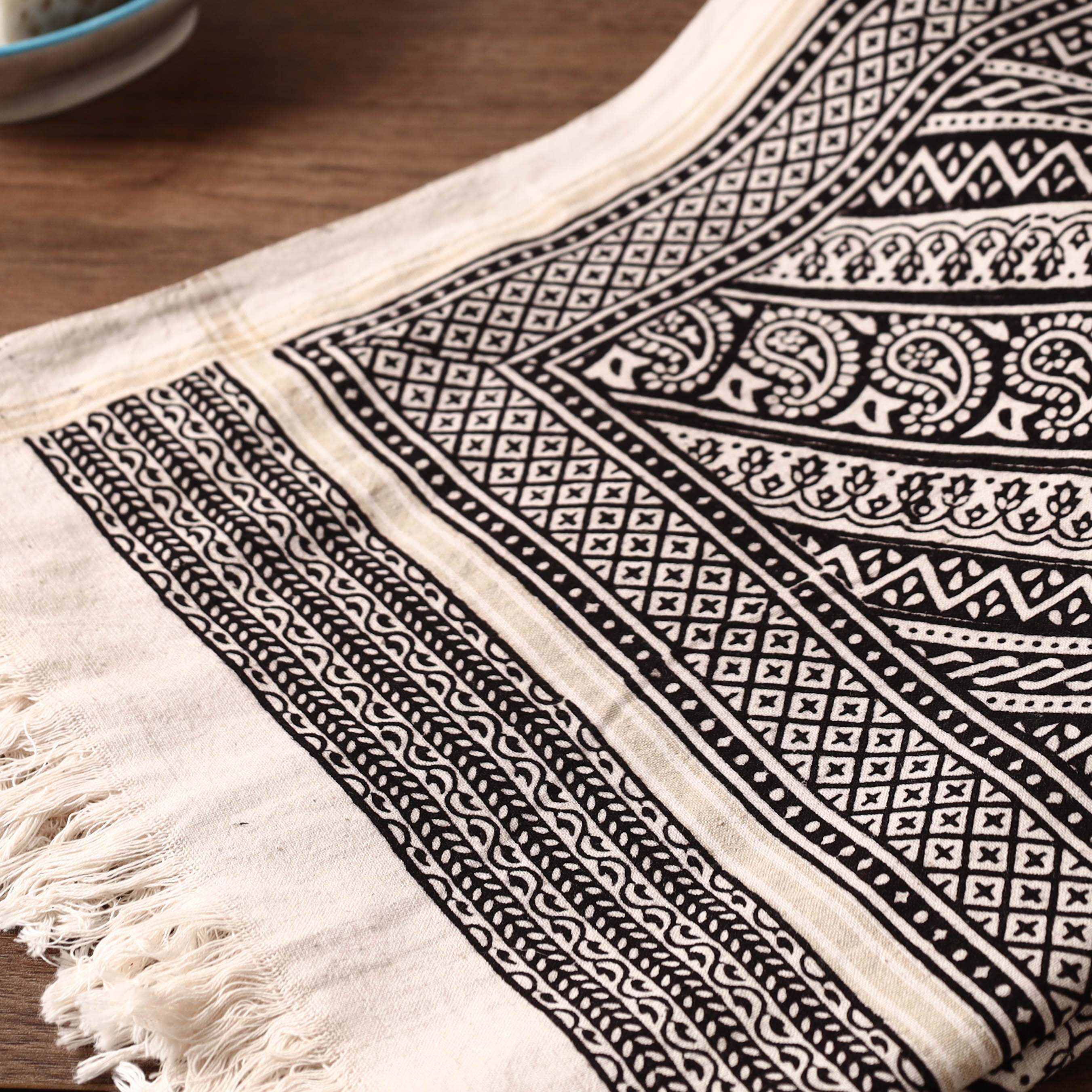 BAGH PRINTS BY UMAR FARUK KHATRI Black - Bagh Hand Block Printed Handloom Cotton Towel - view 3