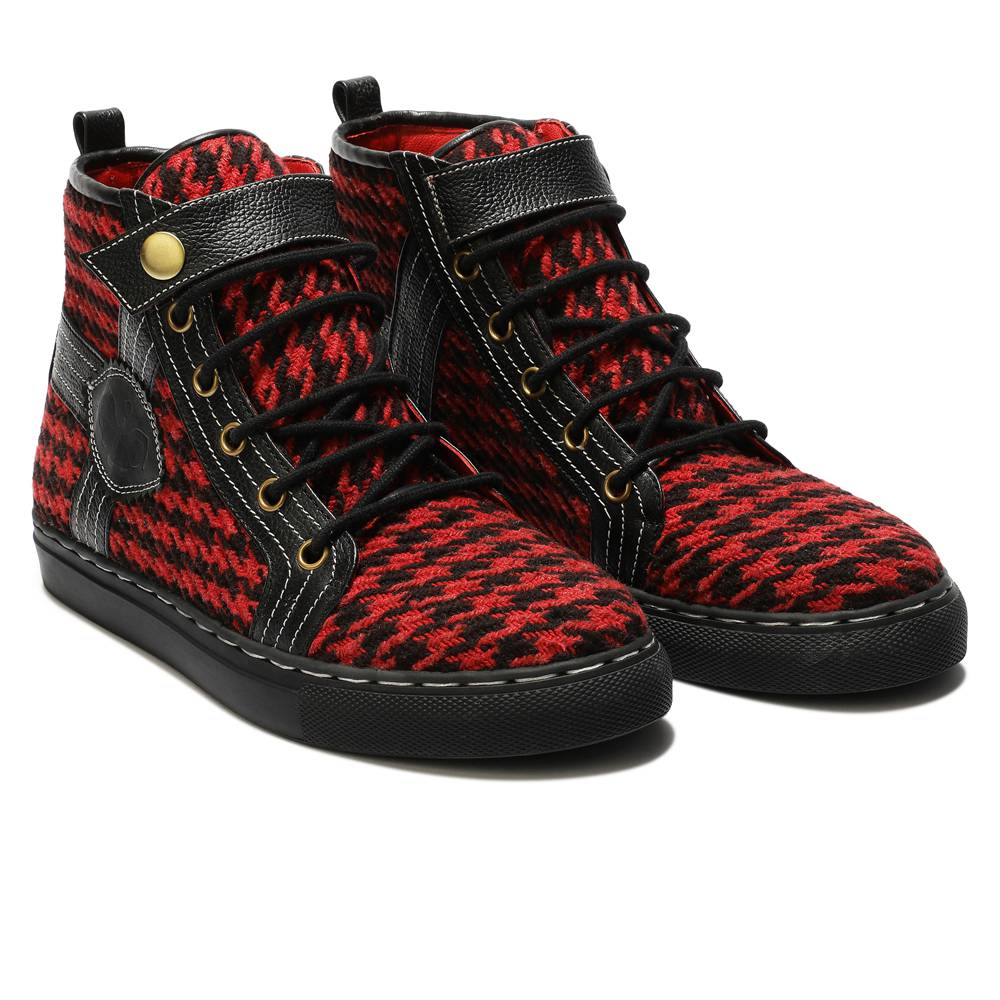 Banjaaran India Red Classic Houndstooth High_Tops for Women (discontinued)