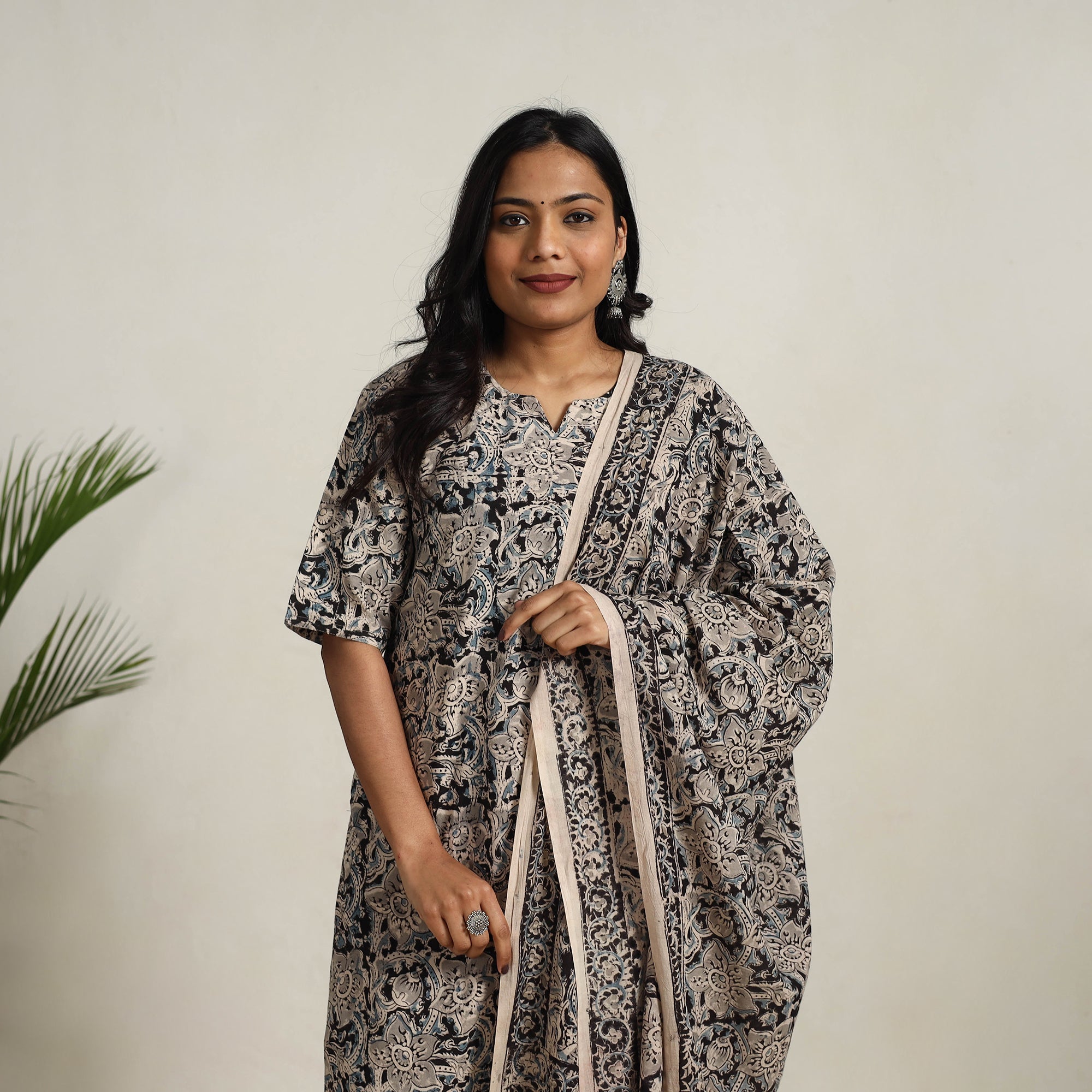 ITOKRI CASUALS Black - Block Printed Cotton Kalamkari Kurta Set 07