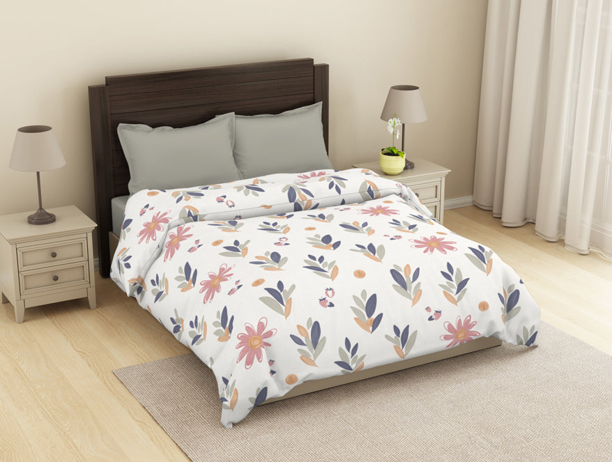 Spaces India Floral White/Blue Microfiber Shell Double Dohar - Welspun Dohar By Welspun-1065398 - view 2