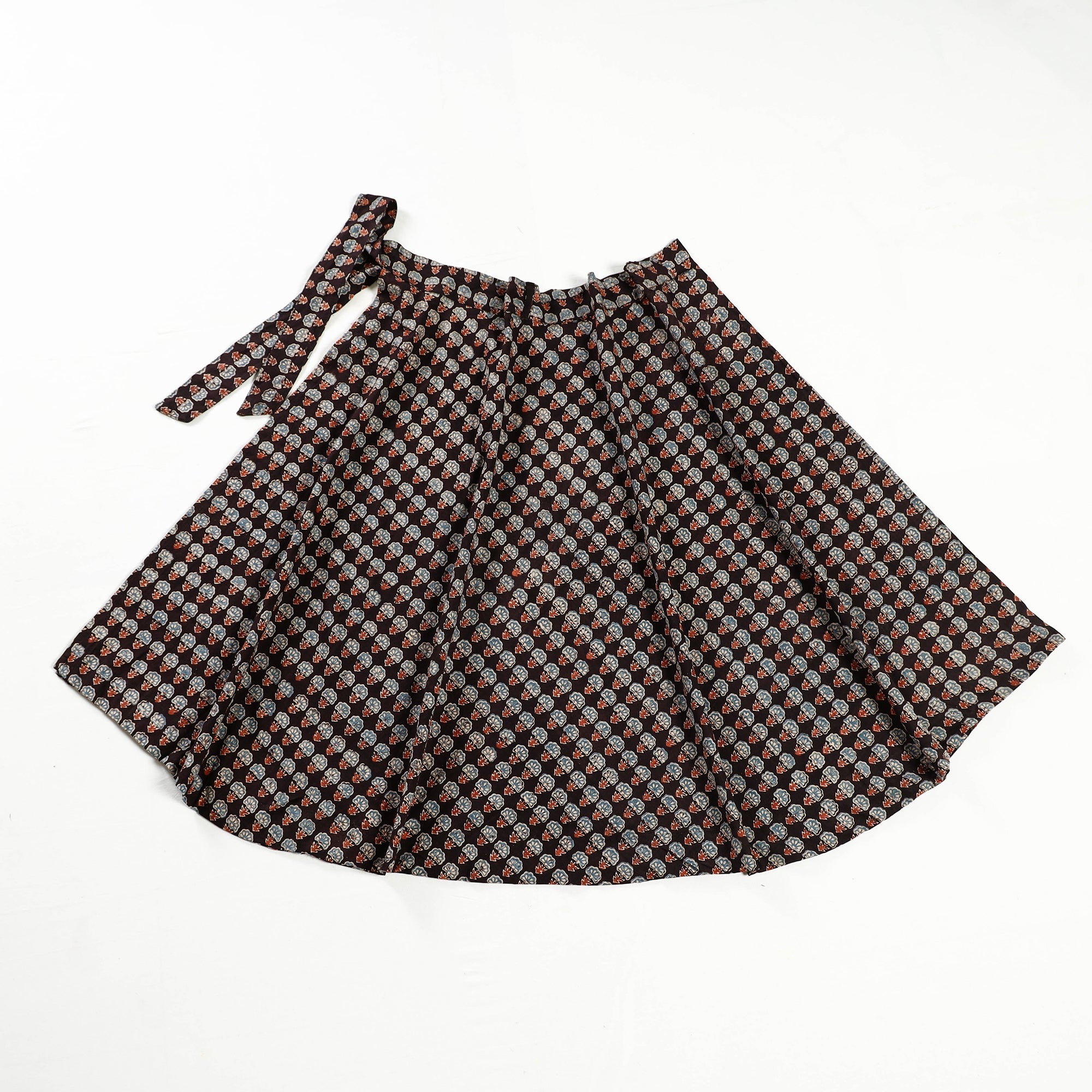 NOORI BAZAR Black - Ajrakh Block Printed Cotton Wrap Around Skirt - view 2