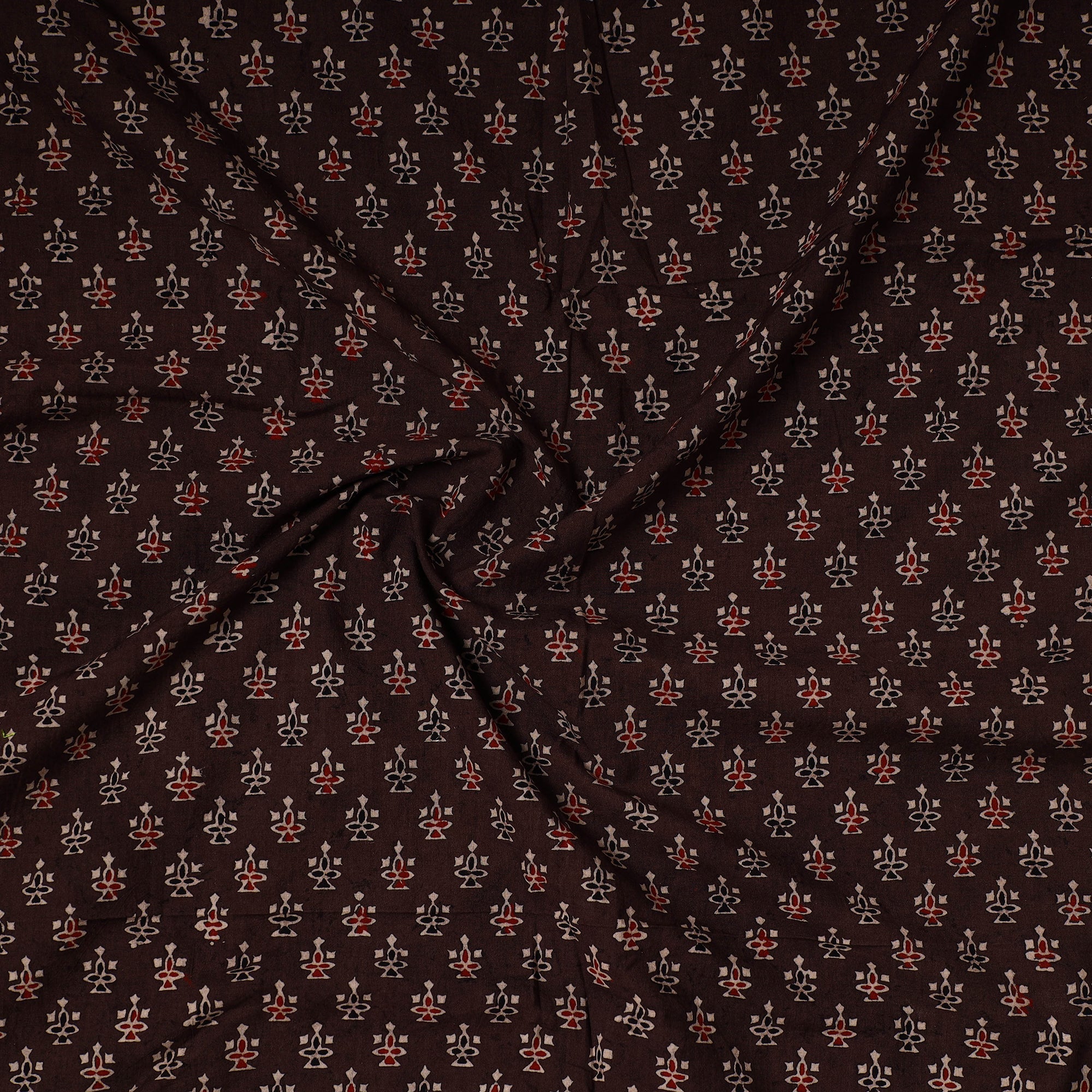 KACHCHH JI CHHAAP Brown - Ajrakh Block Printed Cotton Precut Fabric (1.5 meter) 28 - view 2