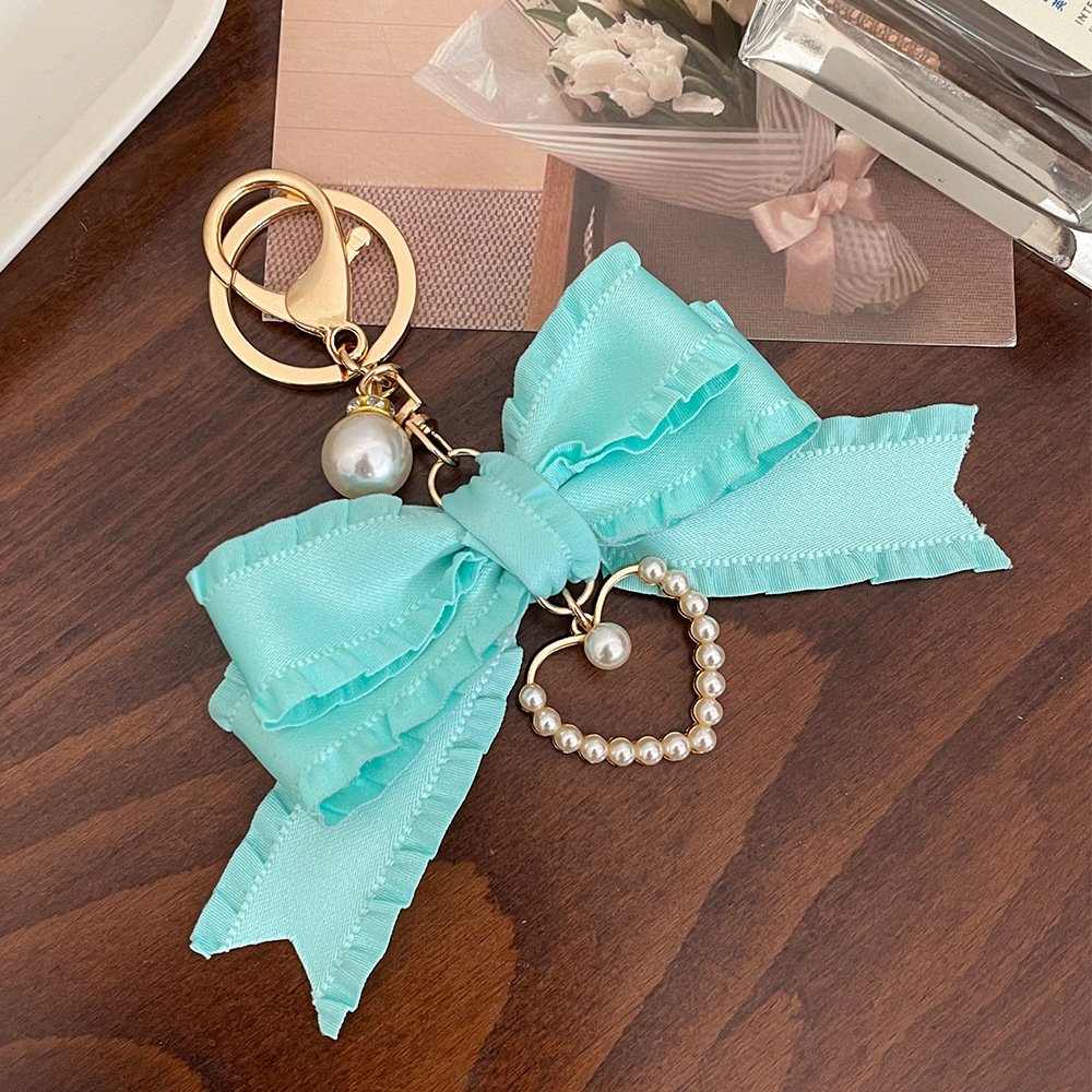 Peeperly Classy Pleated Ribbon Heart Keychain - view 2