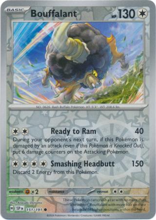Common sv08-151 reverse – Pokémon Bouffalant - 151/191 - Common [sv08-151] [Reverse Holo]