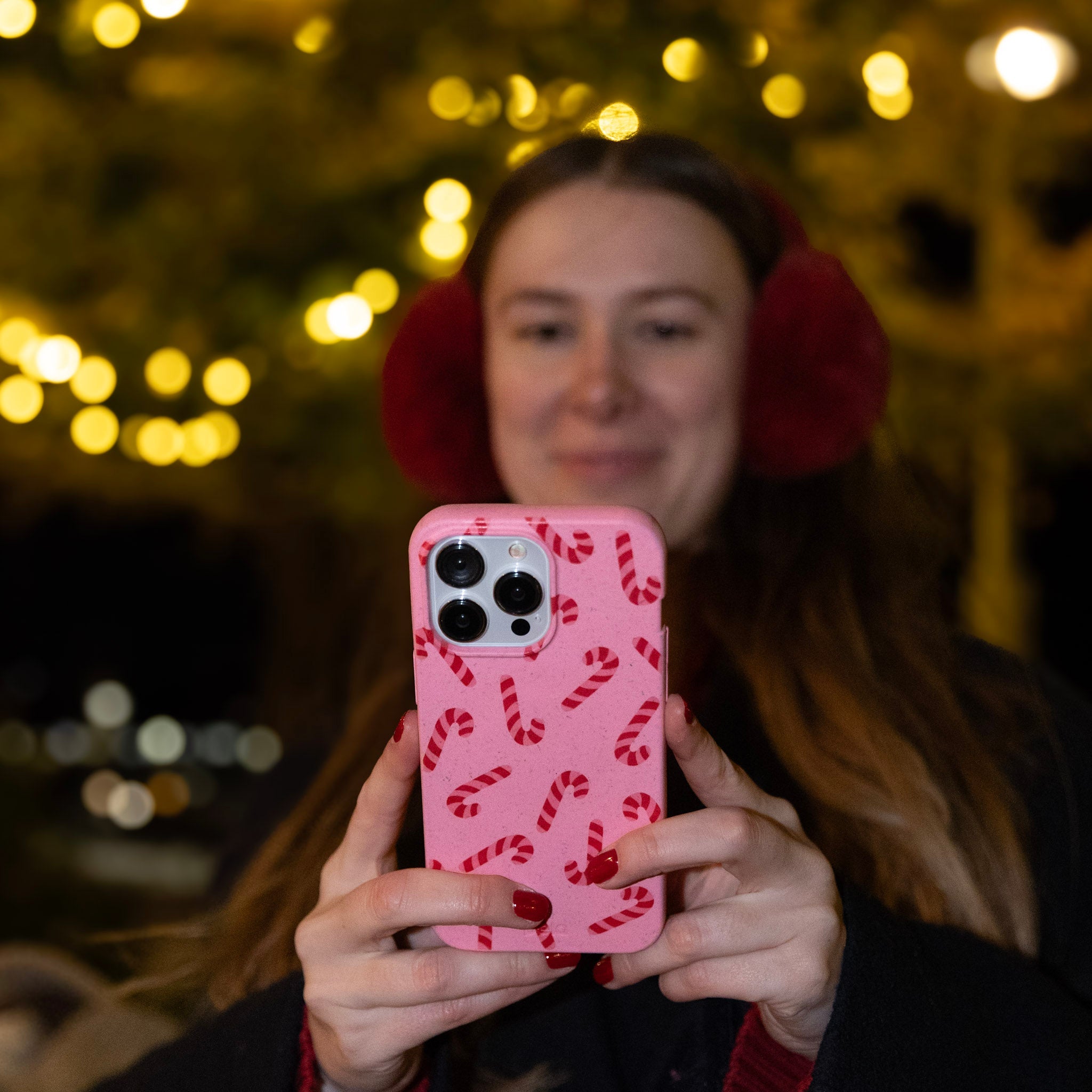 BlackTree Bubblegum Pink Candy Cane Chaos iPhone 16 Plus Case - view 4