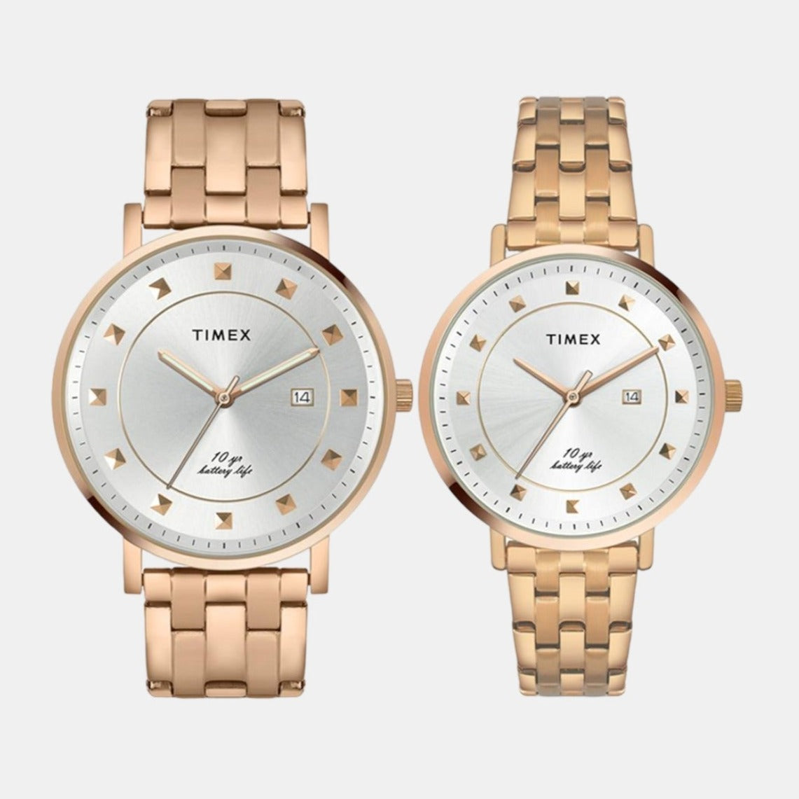 Timex Empera Couple Quartz Silver Dial Analog Stainless Steel Watch TW00PR281