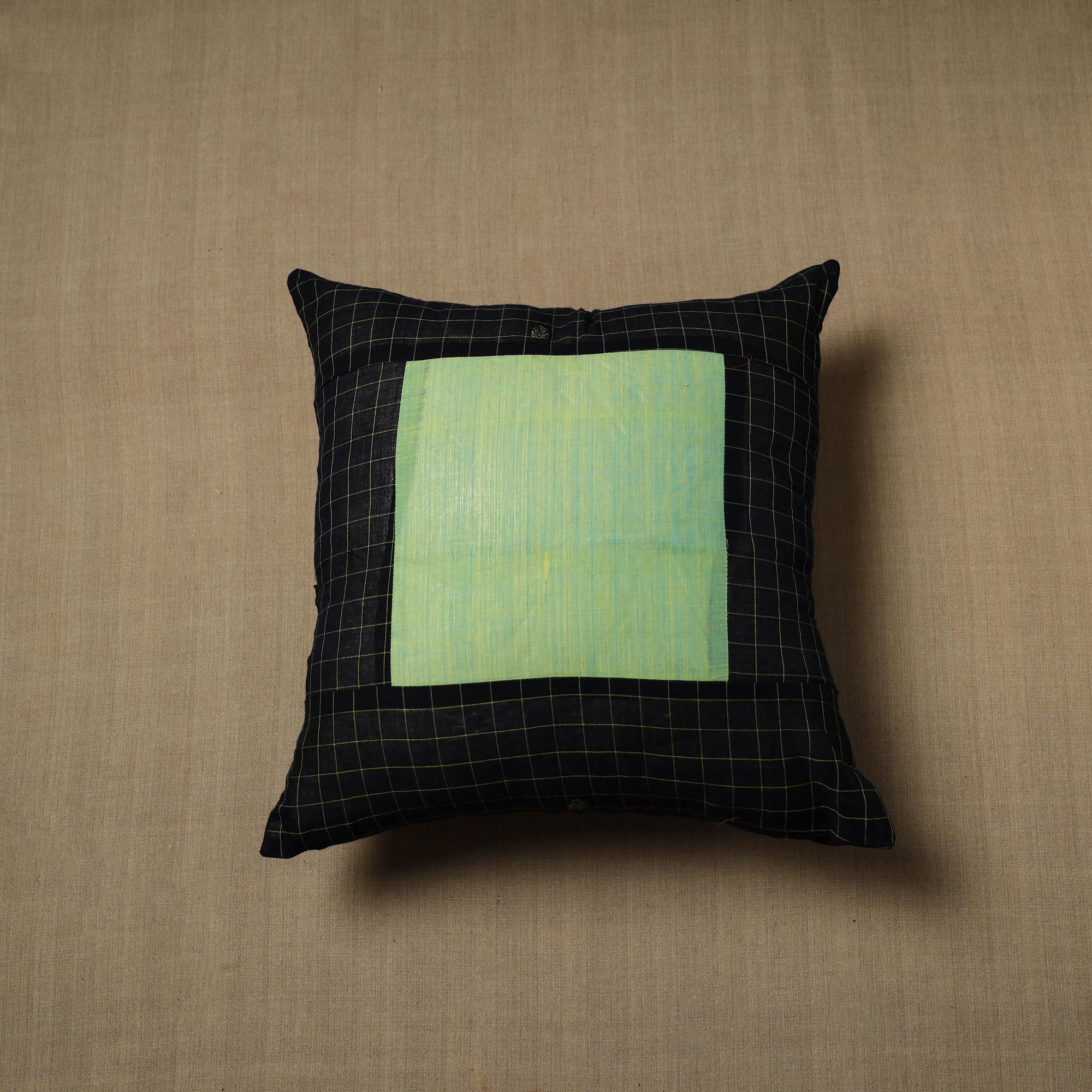 NOORI BAZAR Black - Patchwork Cotton Kanchipuram Cushion Cover (16 x 16 in) 31