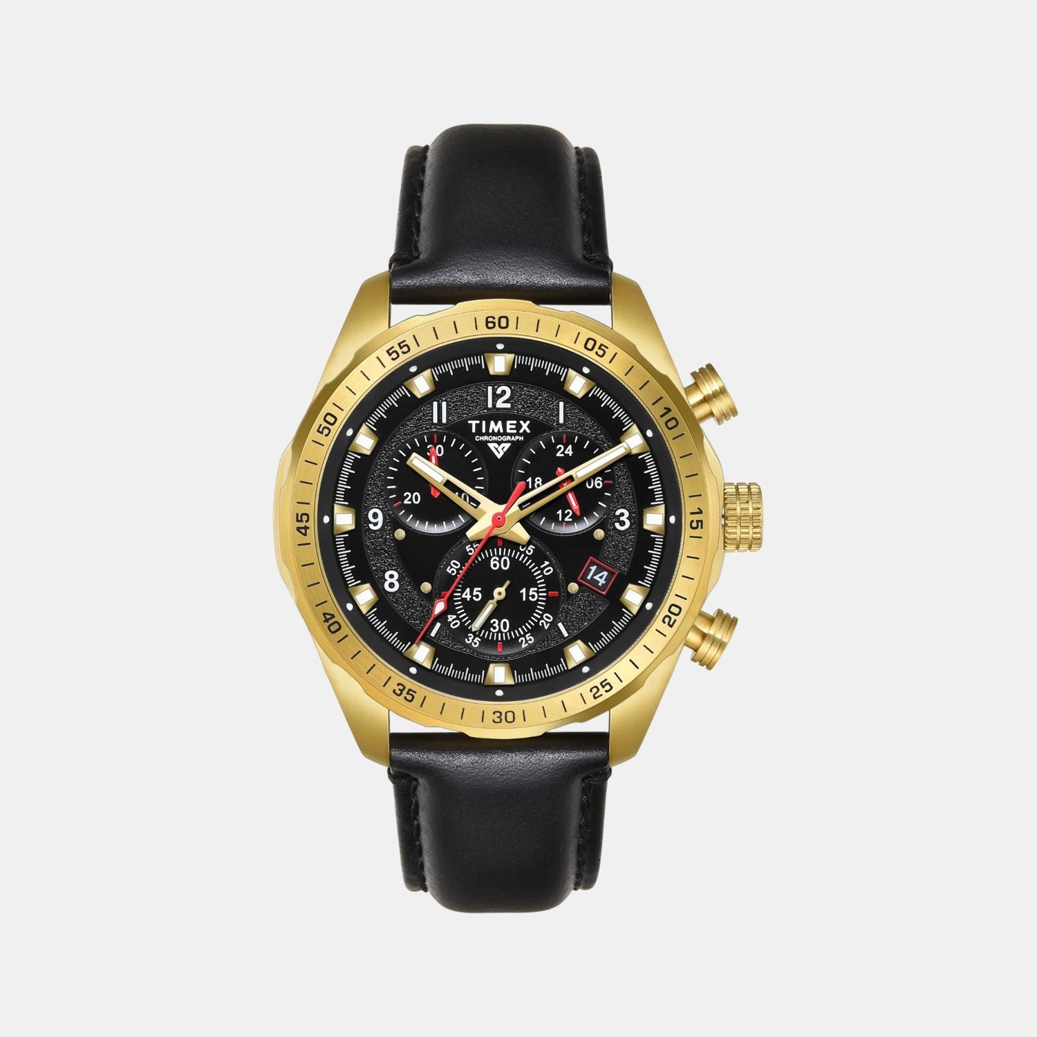 Timex Fashion Men Quartz Black Dial Chronograph Leather Watch TWEG26001