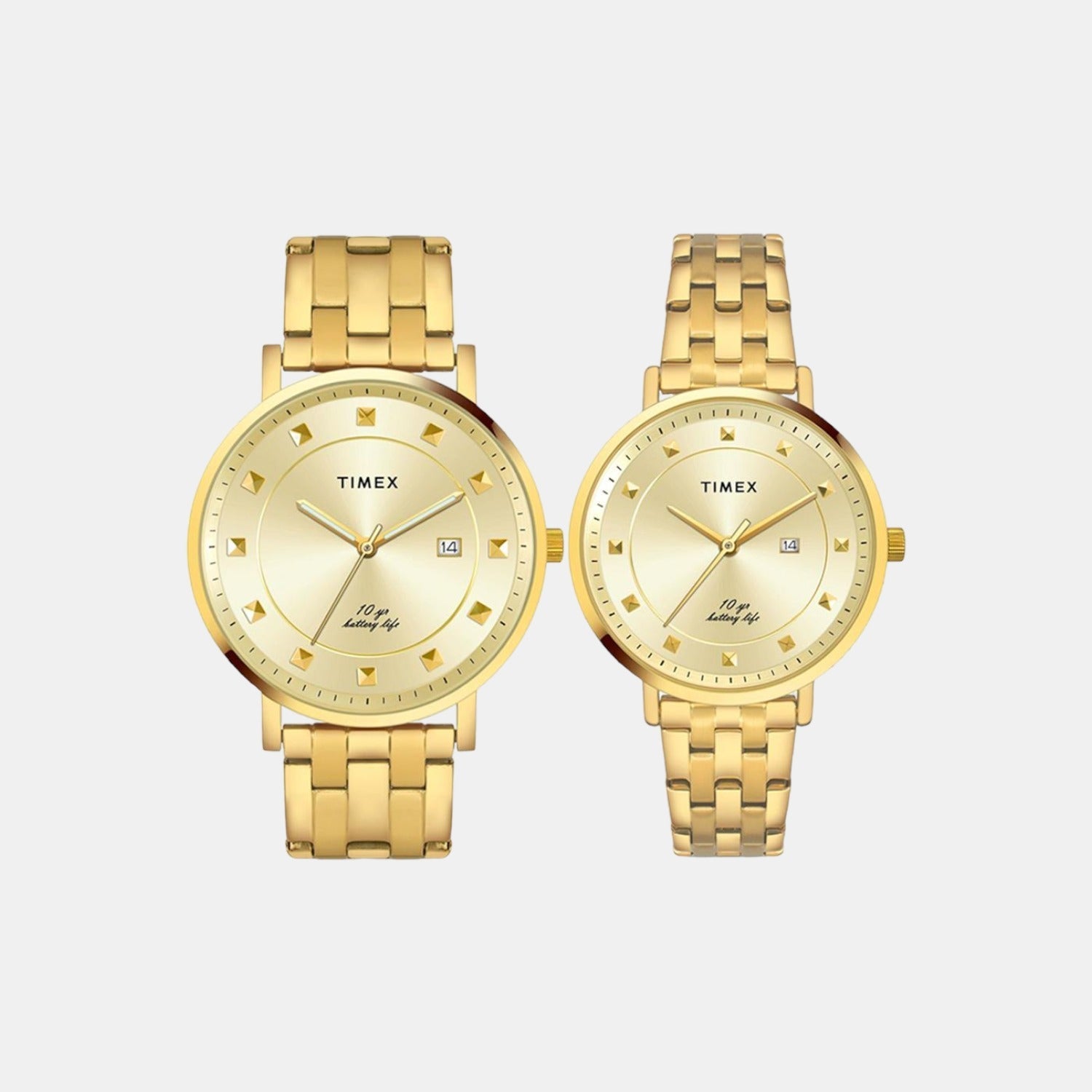 Timex Empera Couple Quartz Gold Dial Analog Stainless Steel Watch TW00PR280