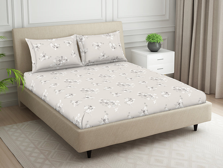 Spaces India Floral Grey Polycotton Bedsheets Double Harmony - By Welspun - view 2