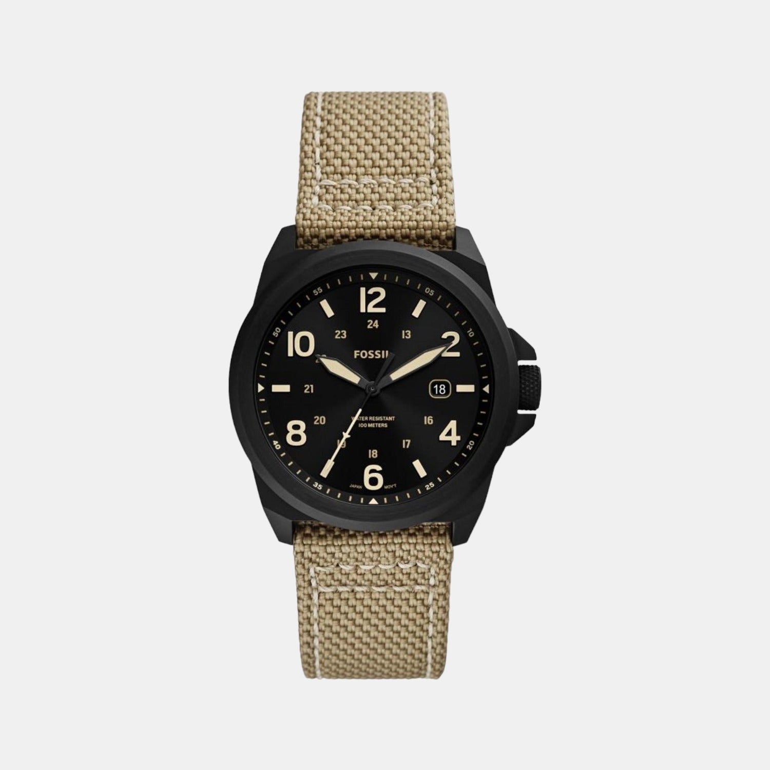 Fossil Bronson Men Quartz Black Dial Analog Nylon Watch FS5917