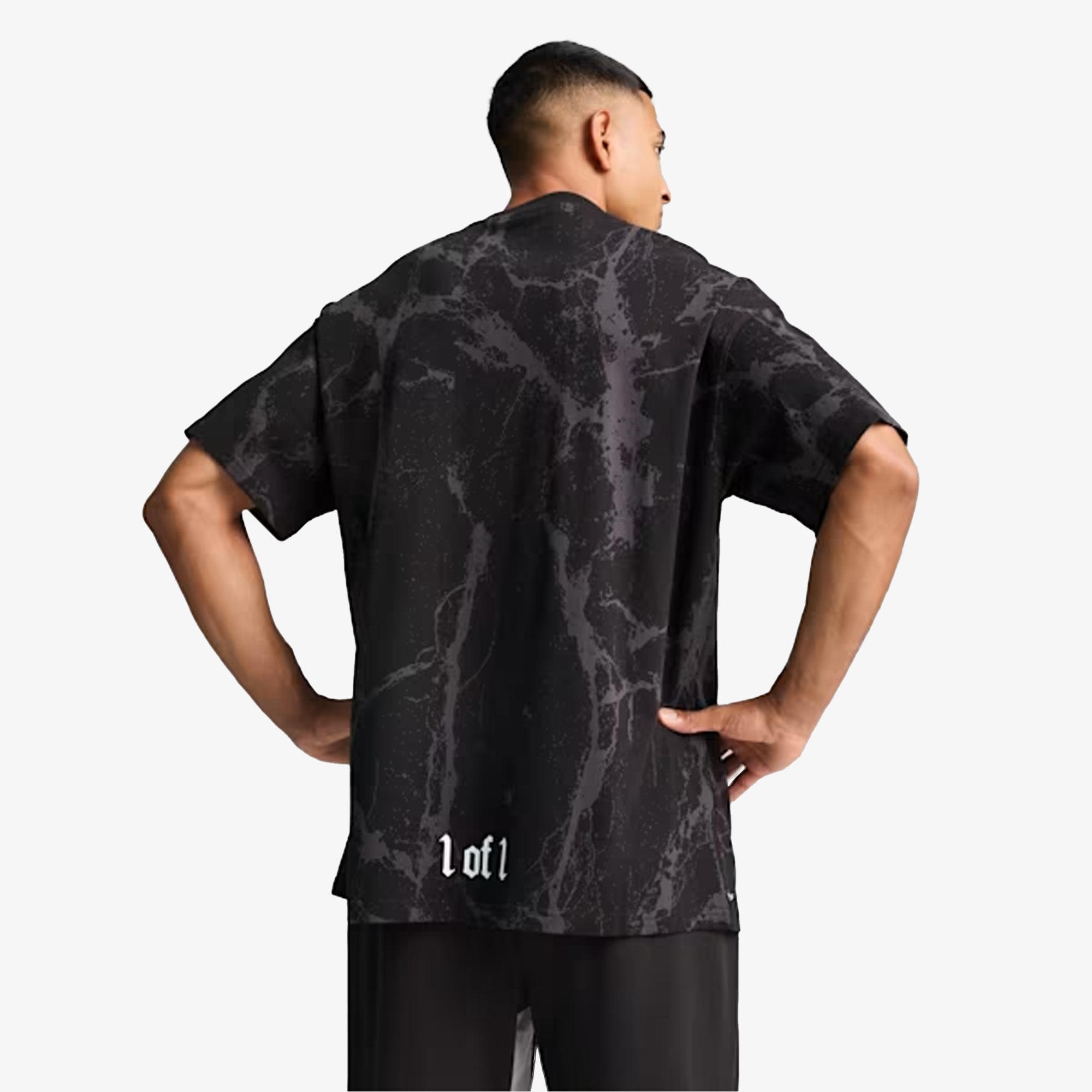 PUMA | HOOPS x LAFRANCE WRITTEN IN CHROME MARBLE TEE { BLACK FLAT MEDIUM GRAY - view 2
