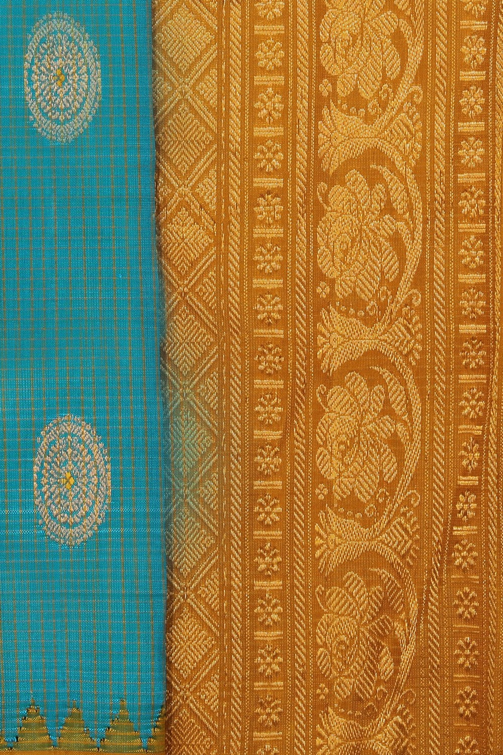 Kalanjali Gadwal Silk Teal Blue Saree – Women's - view 2