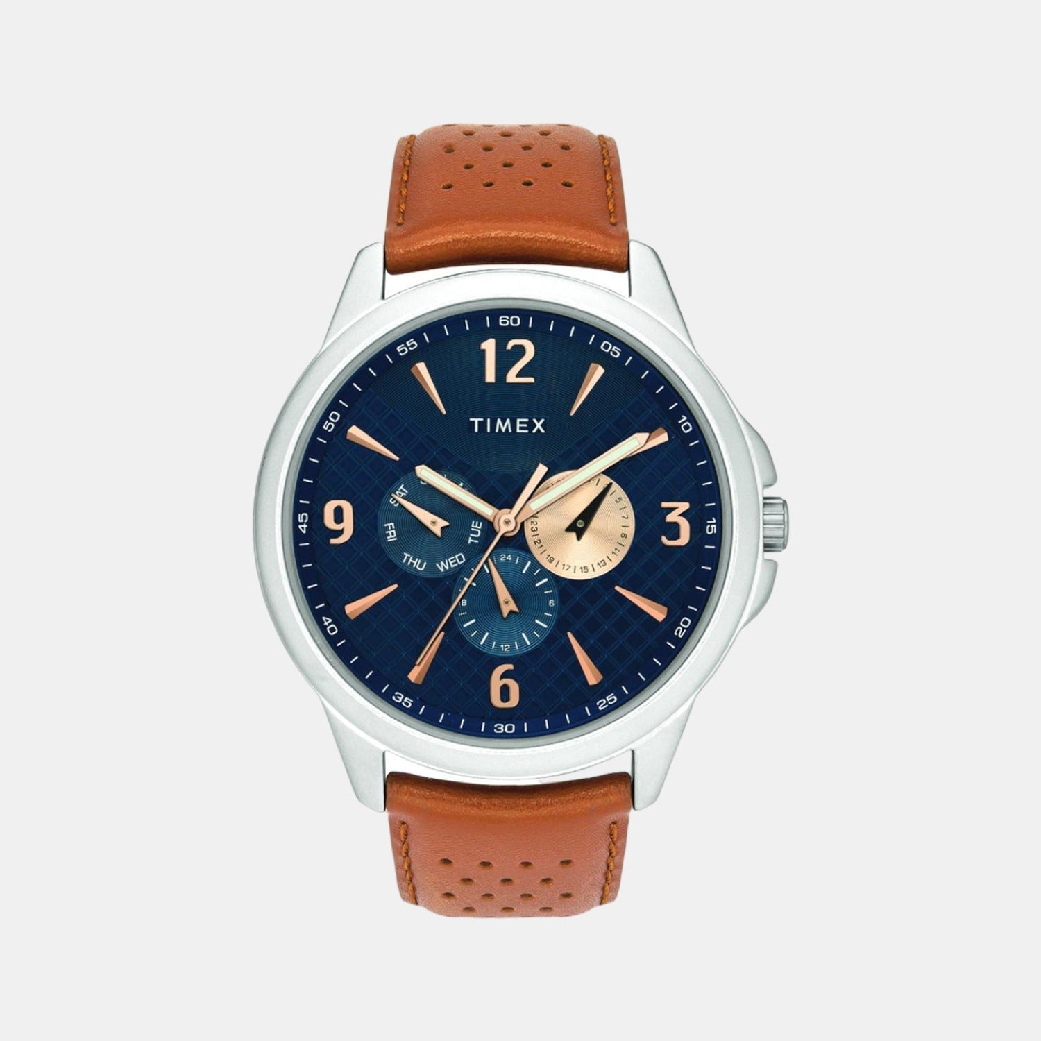 Timex Fashion Men Quartz Blue Dial Chronograph Leather Watch TWEG16516