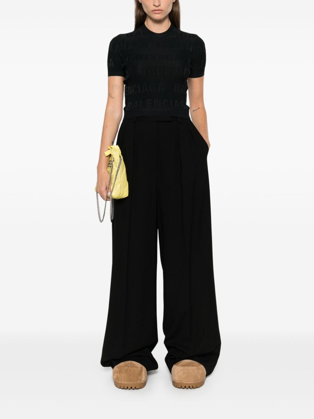 Balenciaga jacquard logo crop top – Viscose 92% - view 3
