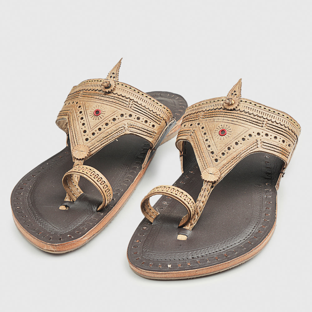 KORAKARI Brown Handstitched Leather Kolhapuri Men Slipper - view 2