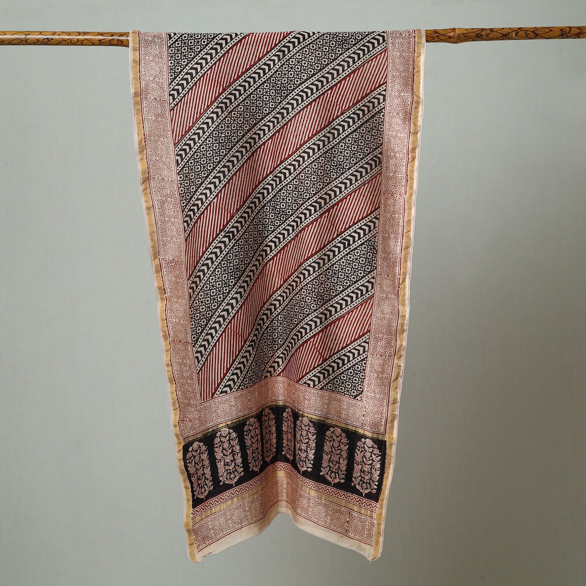 BAGH PRINTS BY MOHAMMED BILAL KHATRI Black - Bagh Hand Block Printed Chanderi Silk Stole 13 - view 2