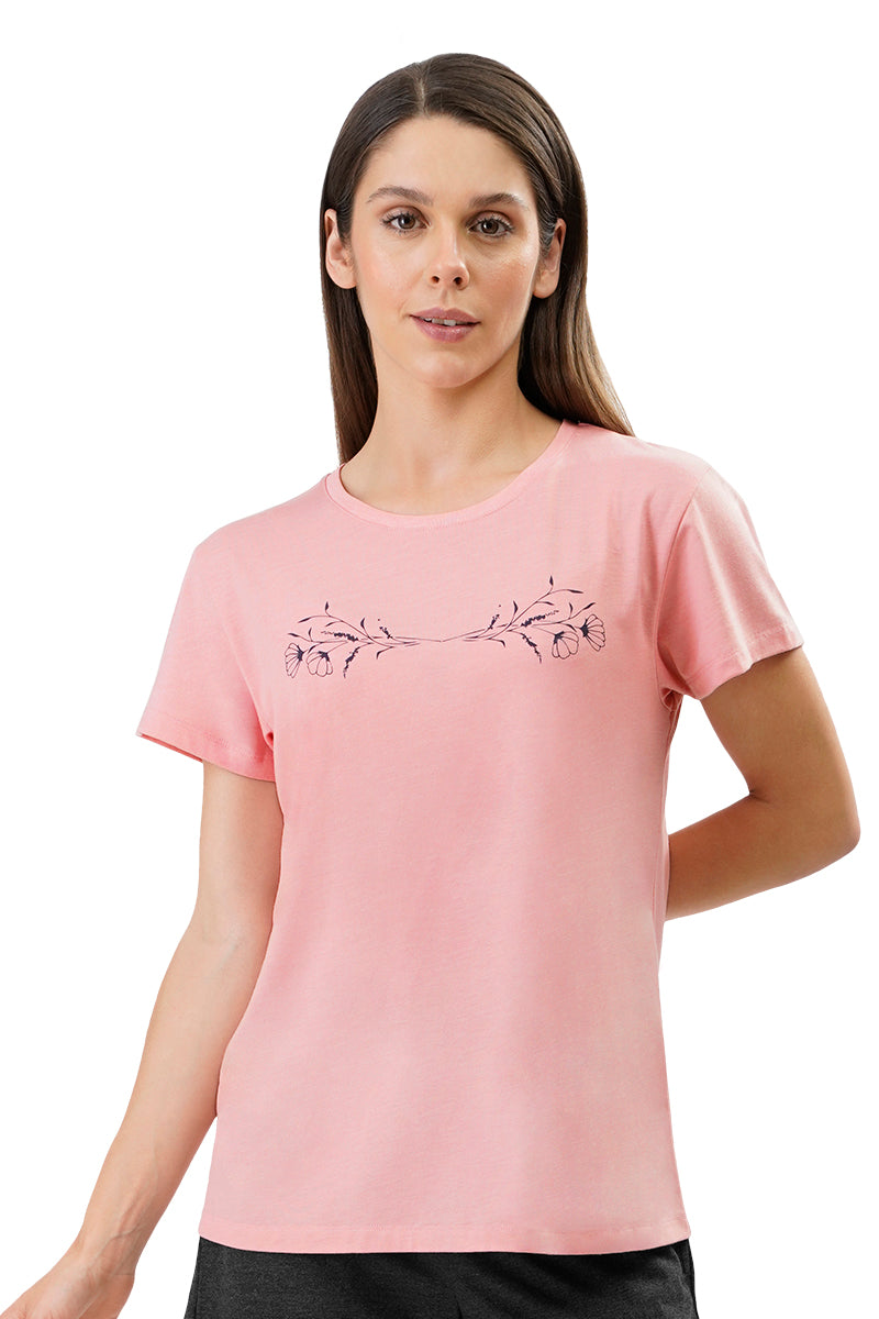 Amante Cotton Blend Sleep T-shirt - Bridal Rose