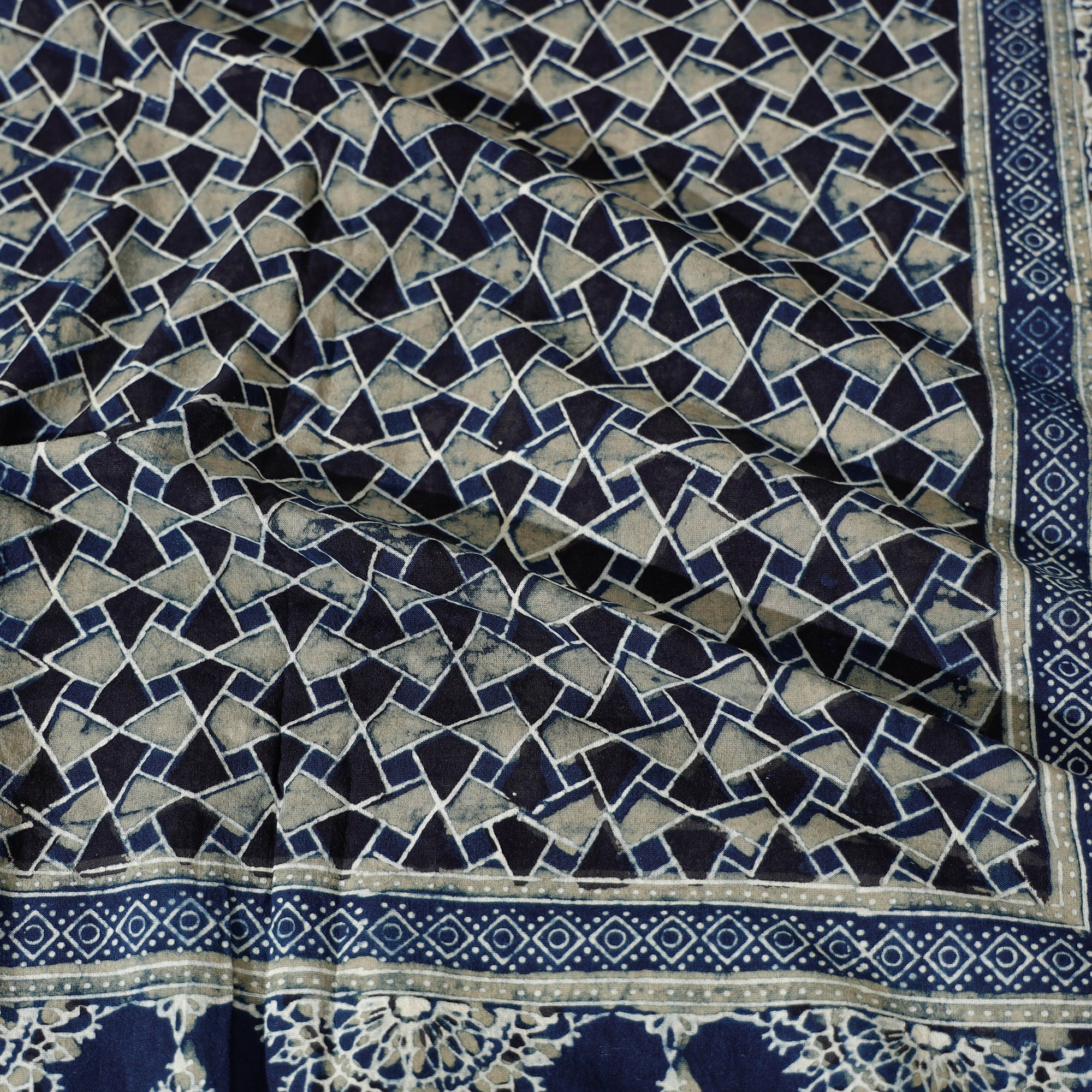 KACHCHH JI CHHAAP Blue - Ajrakh Block Printed Cotton Single Bed Cover (90 x 60 in) - view 6