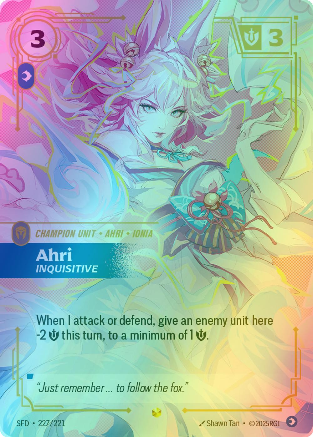 221 spiritforged foil – Riftbound Ahri - Inquisitive (Overnumbered) - 227/221 [Spiritforged] [Foil]