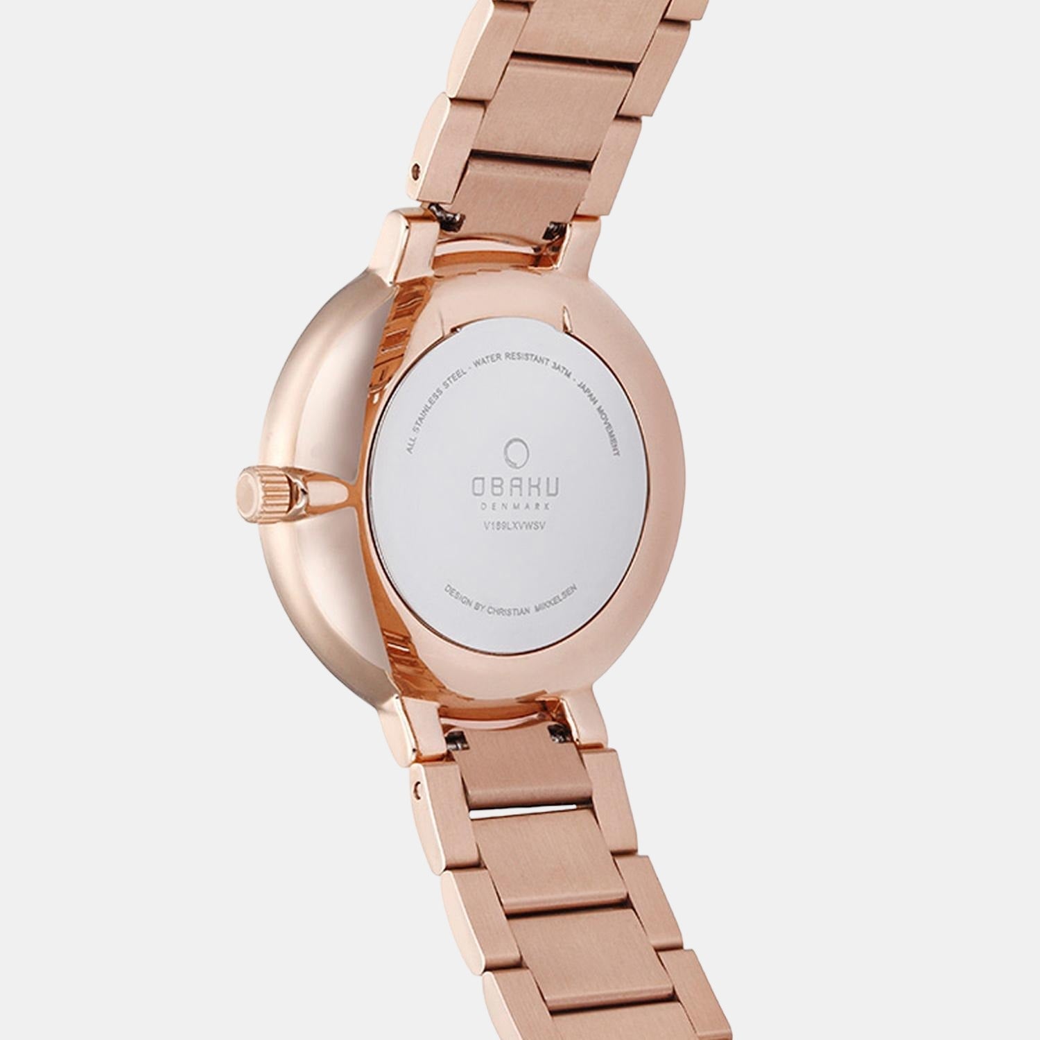 Obaku Glad Fuscia Women Quartz Mother Of Pearl Dial Analog Stainless Steel Watch V189LXVWSV - view 2