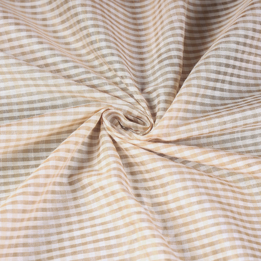 ITOKRI CRAFTS INITIATIVE Beige Vidarbha Tussar Silk Checks Handloom Fabric
