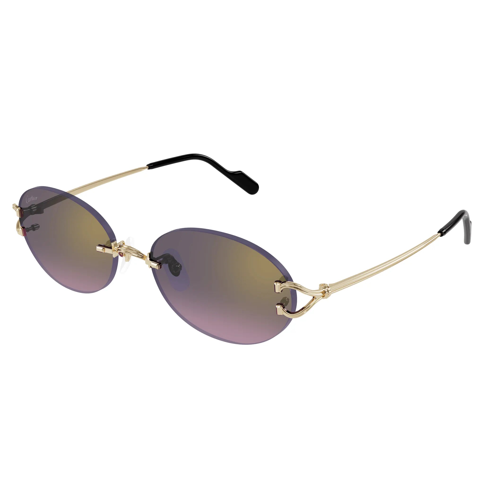 Cartier Eyewear CT0551S-004 Oval C Decor Gold Grey Rimless Sunglasses - view 2