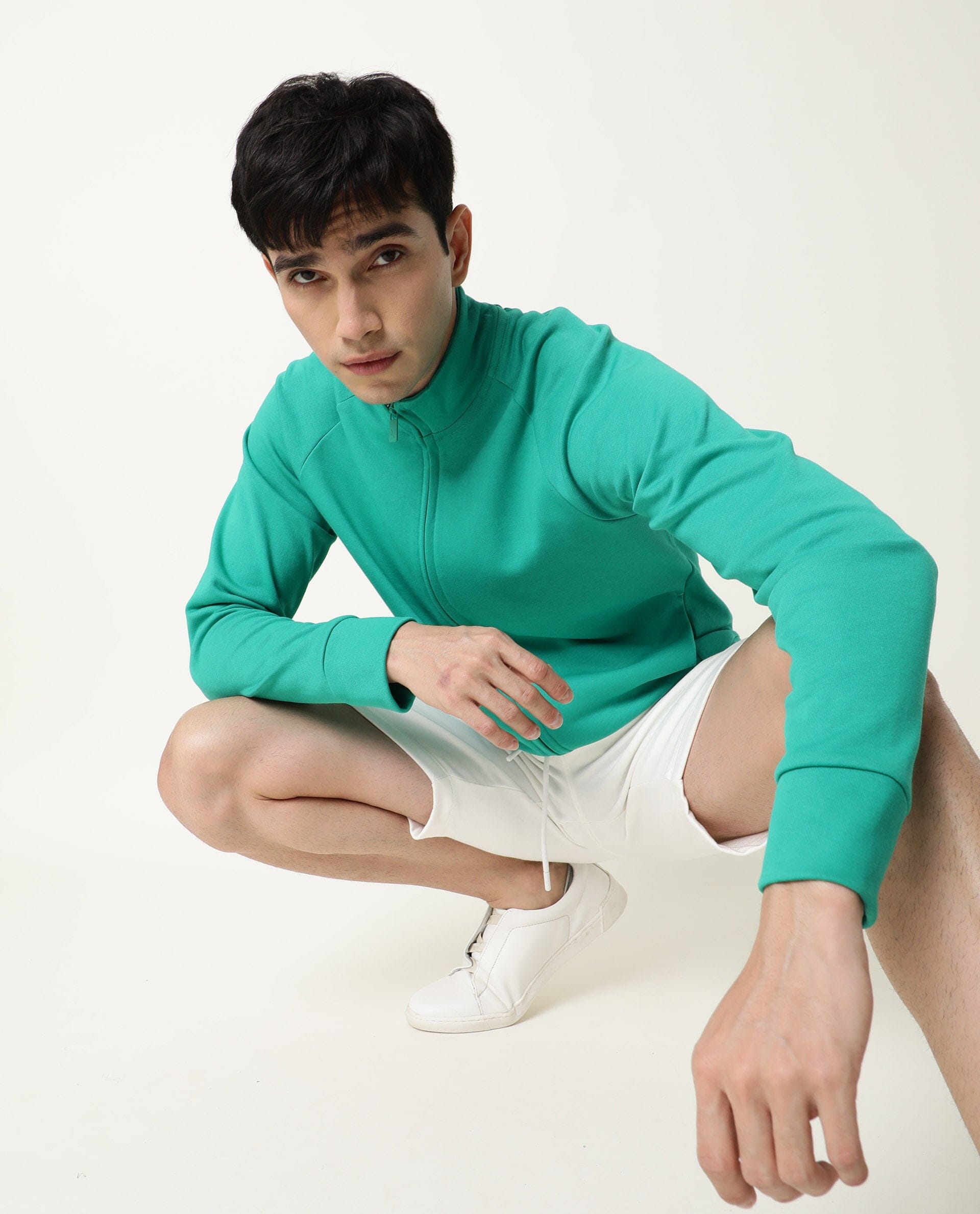 Rare Rabbit Articale Men's Azil Emerald Green High Neck Zip-Up Jacket - view 7