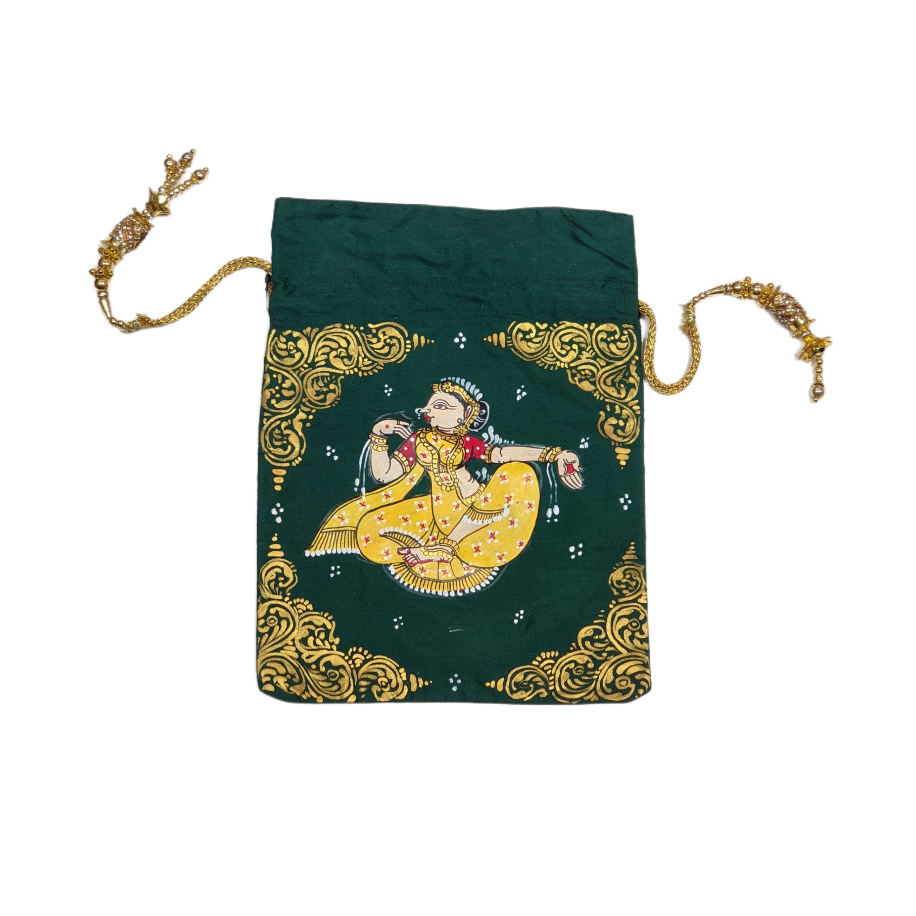 IndianVillèz Green Nartaki Pattachitra Potli Bag - view 2