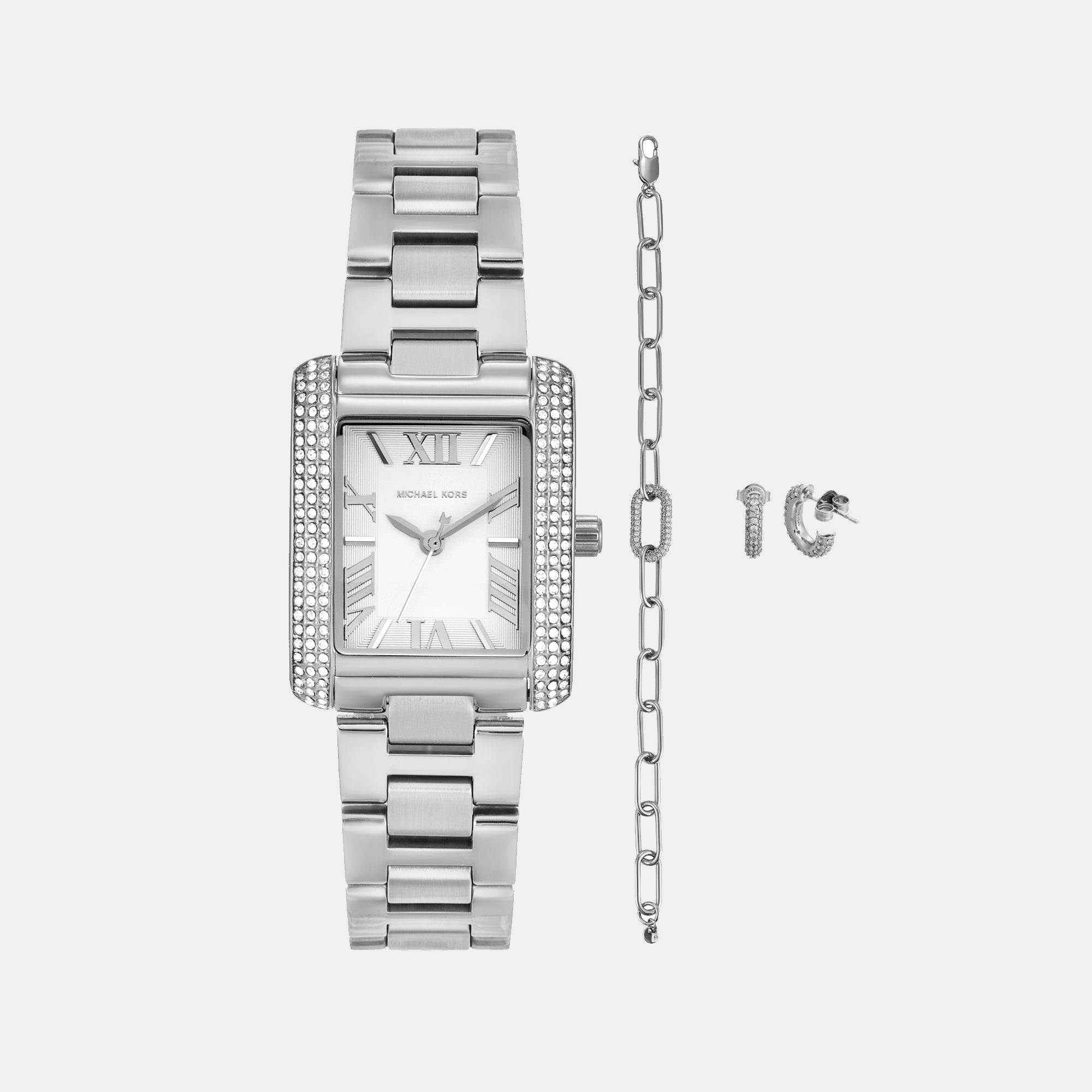 Michael Kors Emery Women Quartz White Dial Analog Stainless Steel Watch MK4839SET