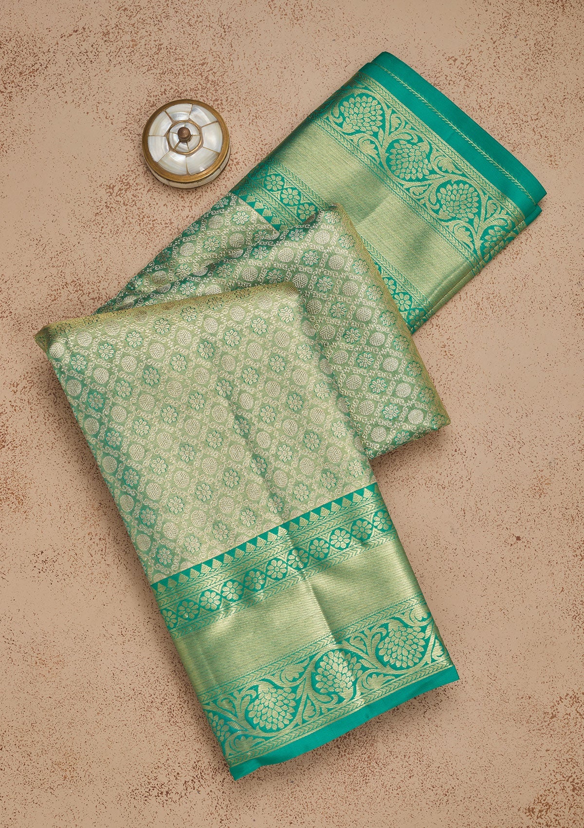 Koskii Rama Green Zariwork Pure Silk Saree – Women's