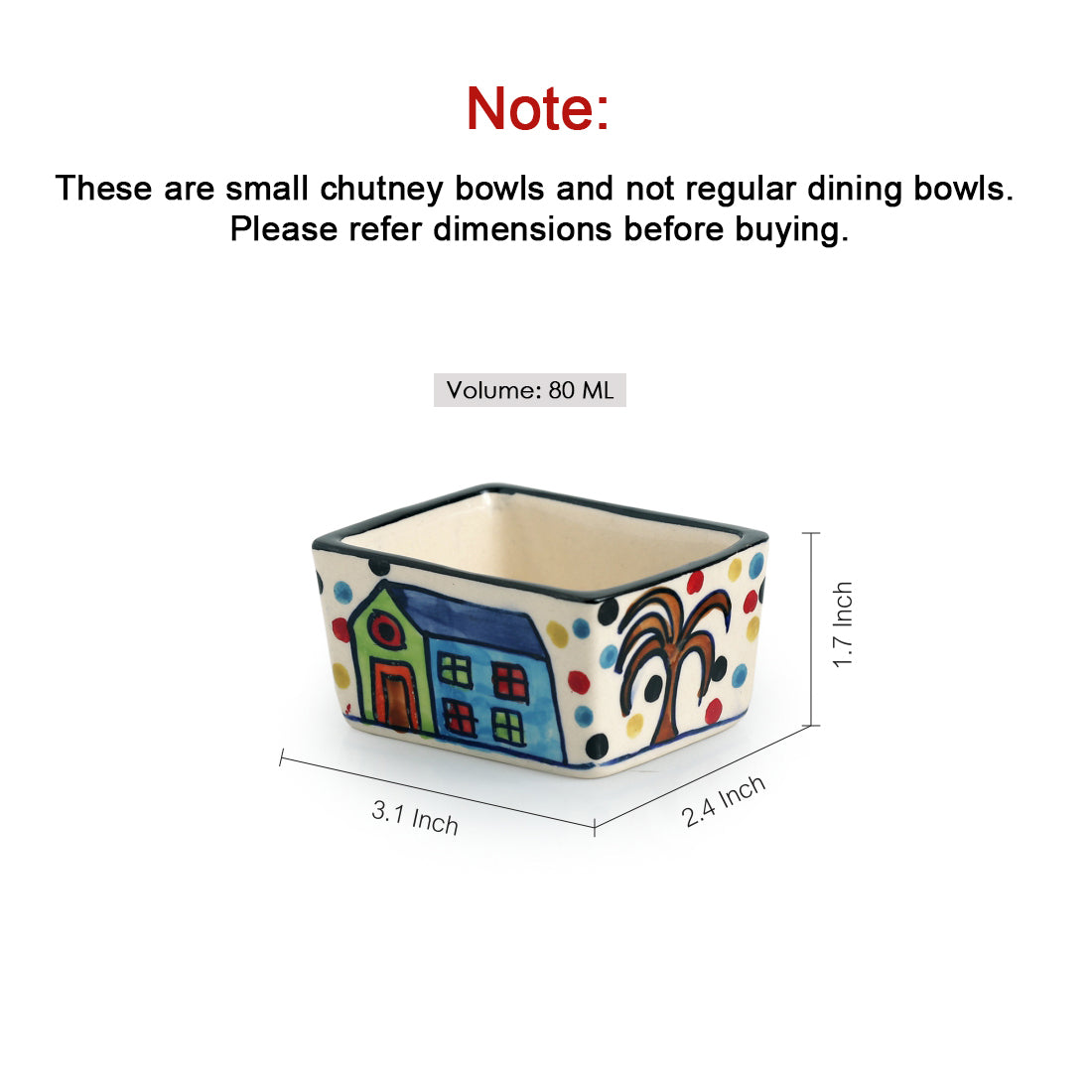 EXCLUSIVELANE 'Two Dips Of Hut' Handpainted Ceramic Chutney & Pickle Bowls (Set Of 2) - view 6