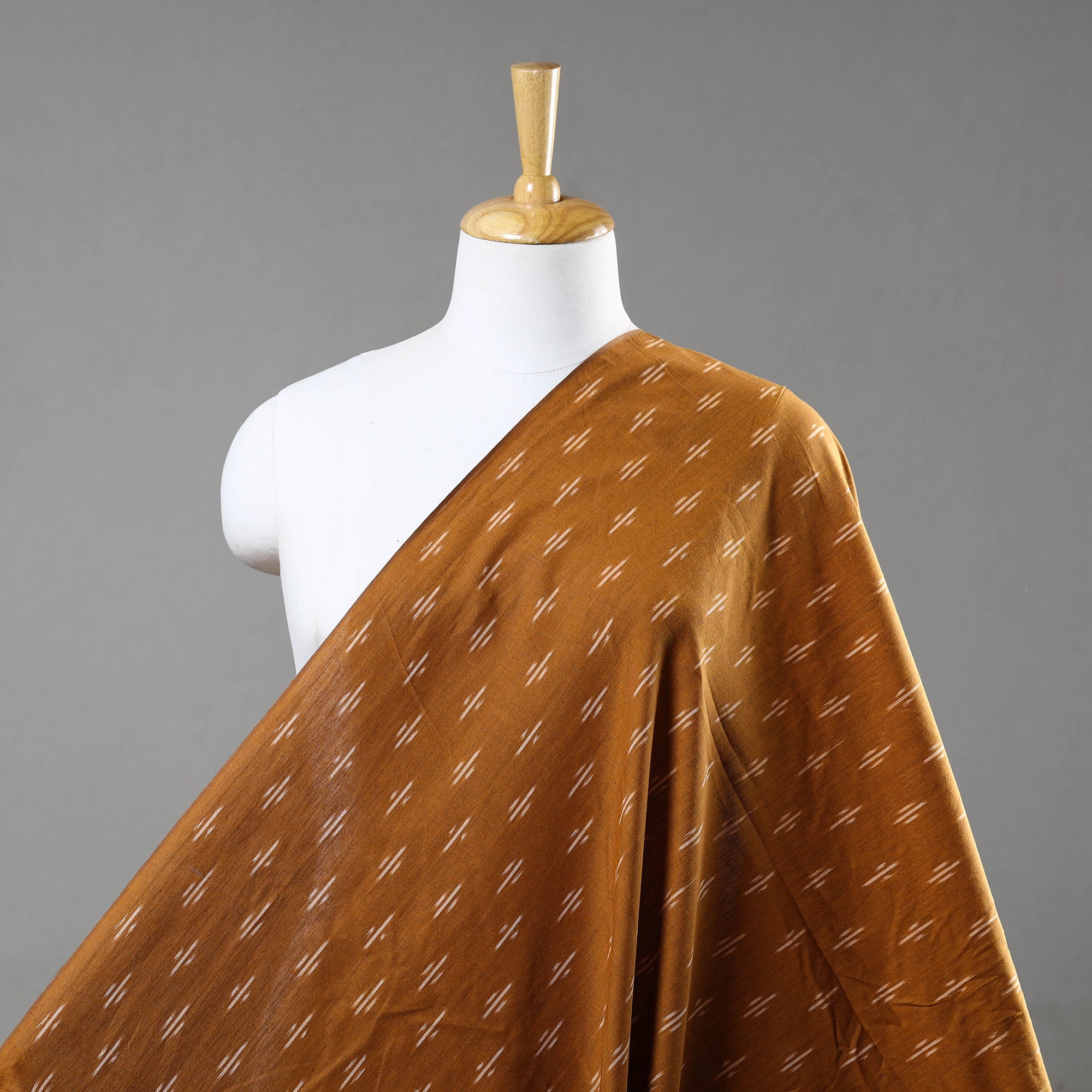 IKAT WEAVES BY EDEM CHANDANA Brown - Pure Cotton Pochampally Ikat Fabric 14
