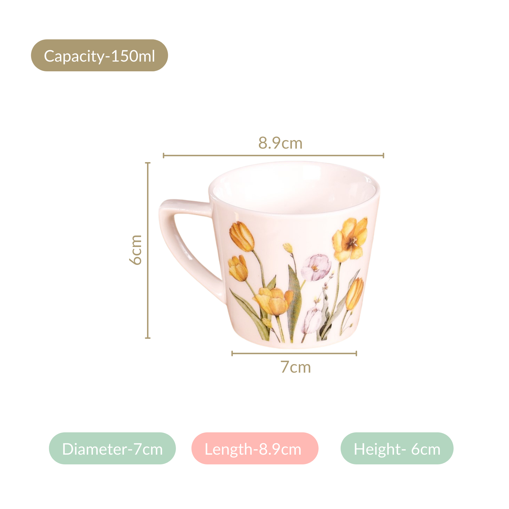Nestasia Tulip Of The Valley Tea Cup Set Of 6 150ml - view 4