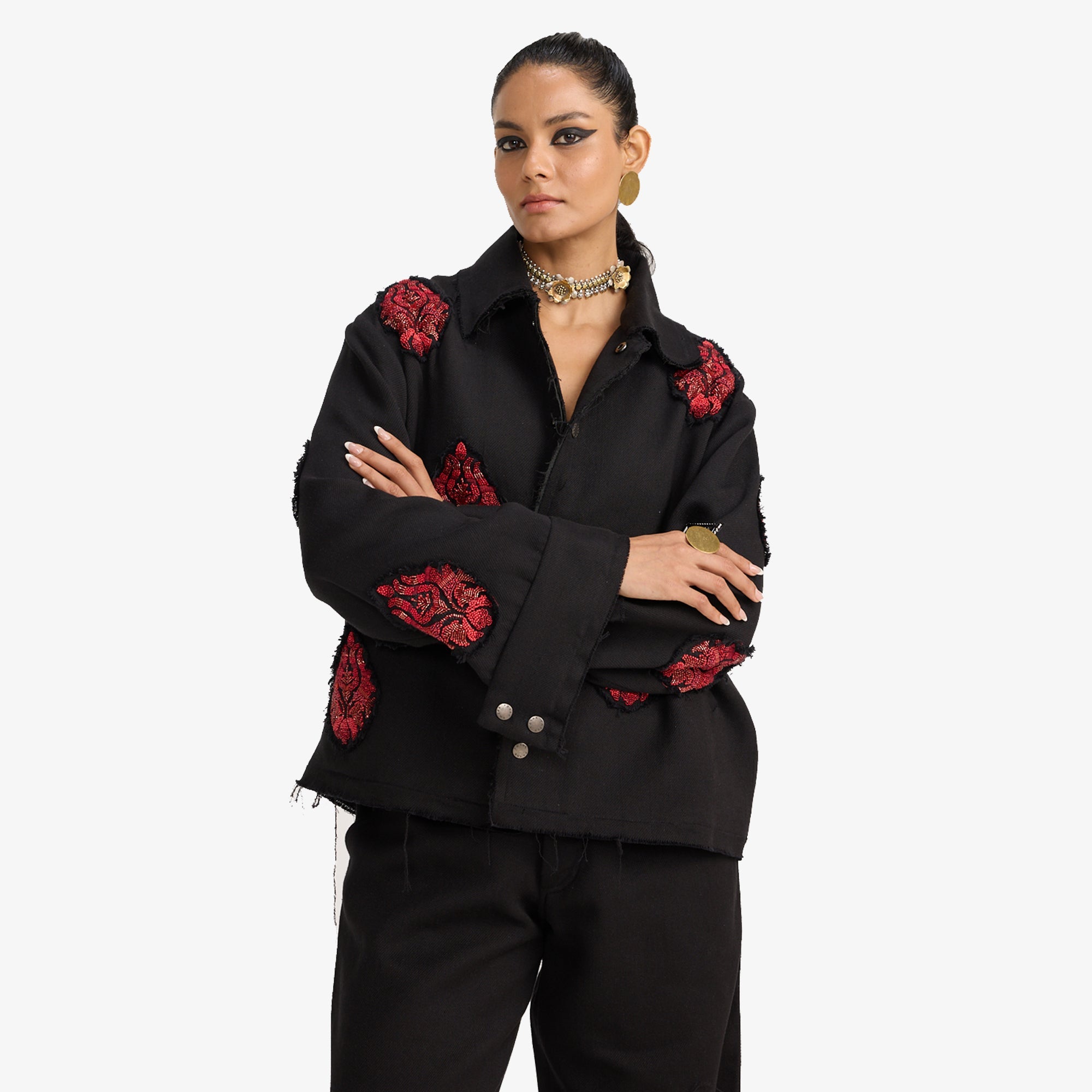 F A R A K | Hand Embriodered Jacket { Black/black - view 2
