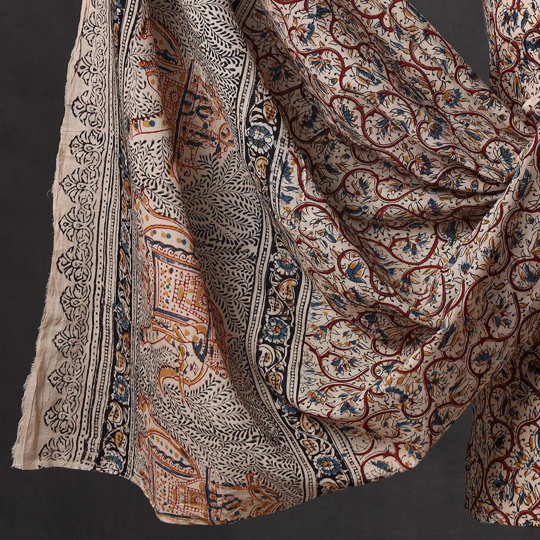 VENKATA BHANU KALAMKARI PEDANA Brown - 2pc Pedana Kalamkari Block Printed Cotton Suit Material Set 09 - view 4