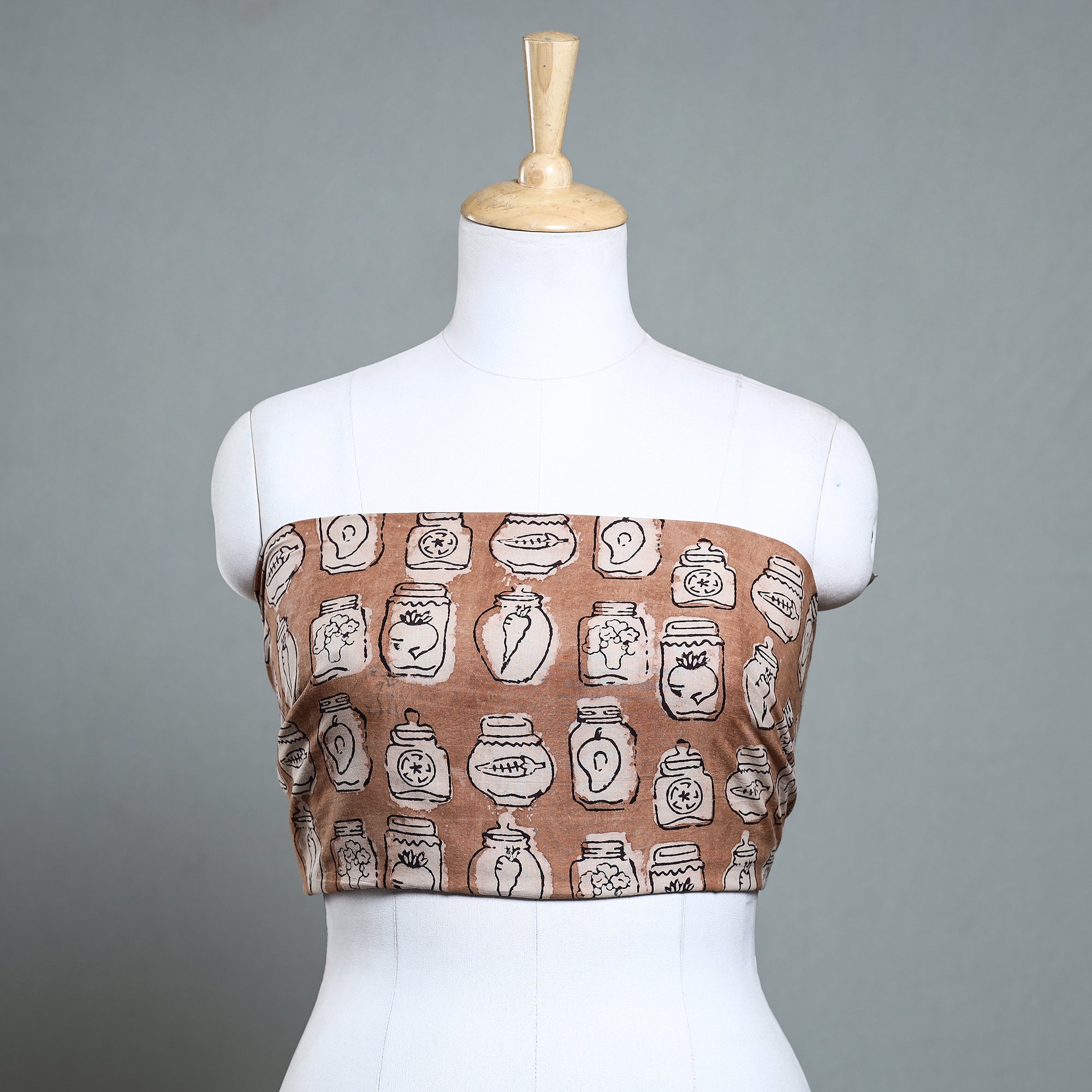 NOORI BAZAR Brown - Bindaas Block Art Printed Cotton Blouse Piece