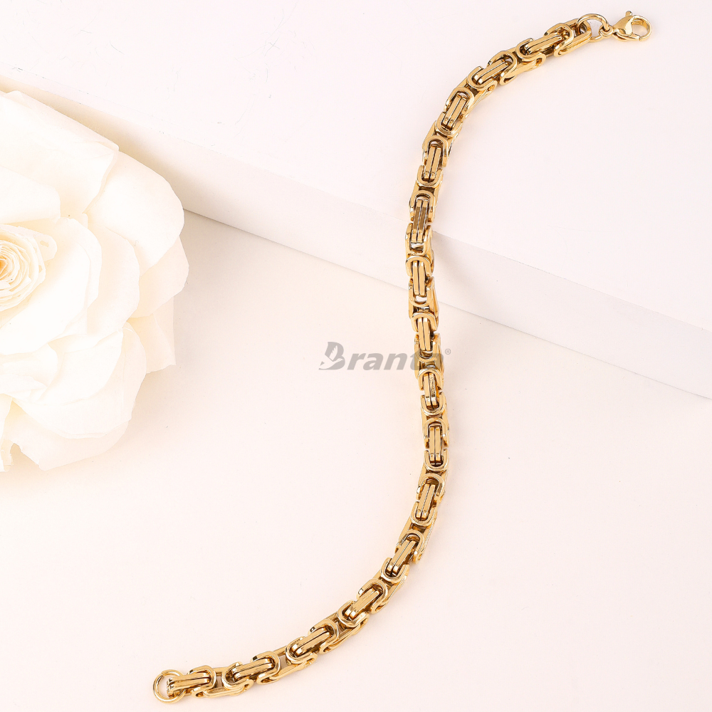 brantashop French Gold Plated Bracelet for Men (8 Inch)