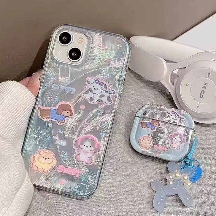Peeperly Sparkling Starry Pup Glimmer Case With AirPods Pro Case