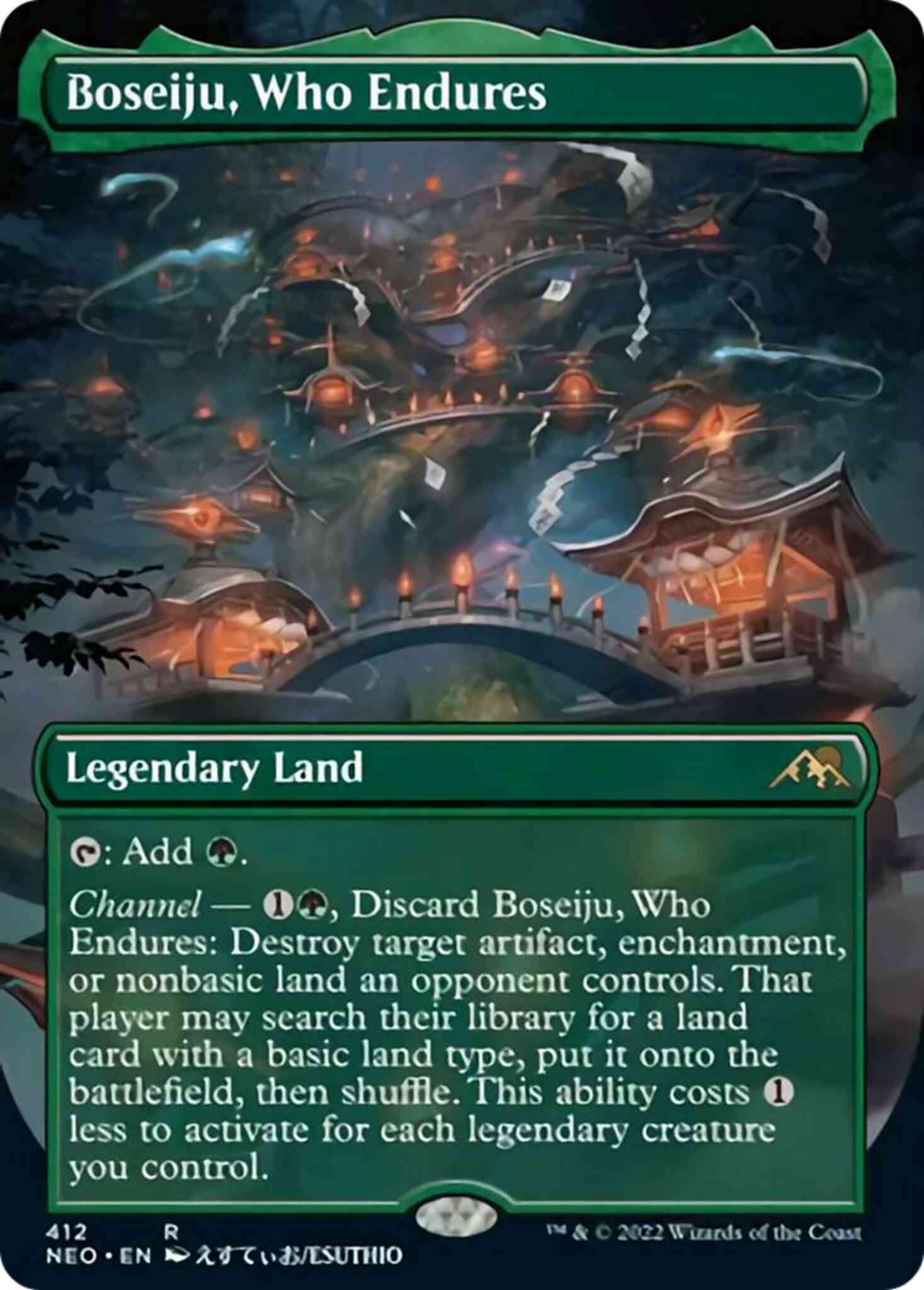 Boseiju who endures – Magic Boseiju, Who Endures [412] [Borderless] [Kamigawa:: Neon Dynasty] [Non-Foil]