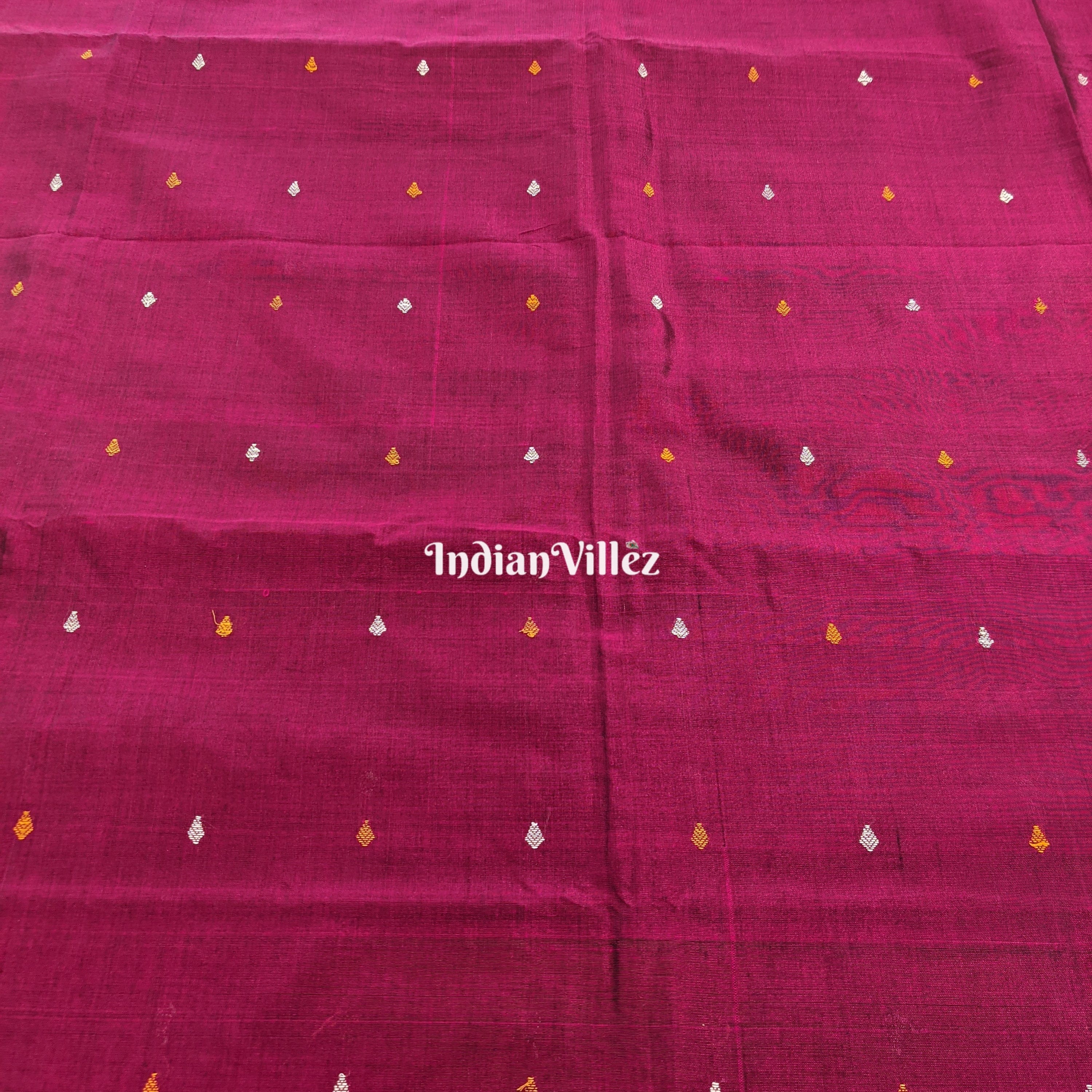 IndianVillèz Magenta Bomkai Silk*Cotton Ikat Fabric - view 2