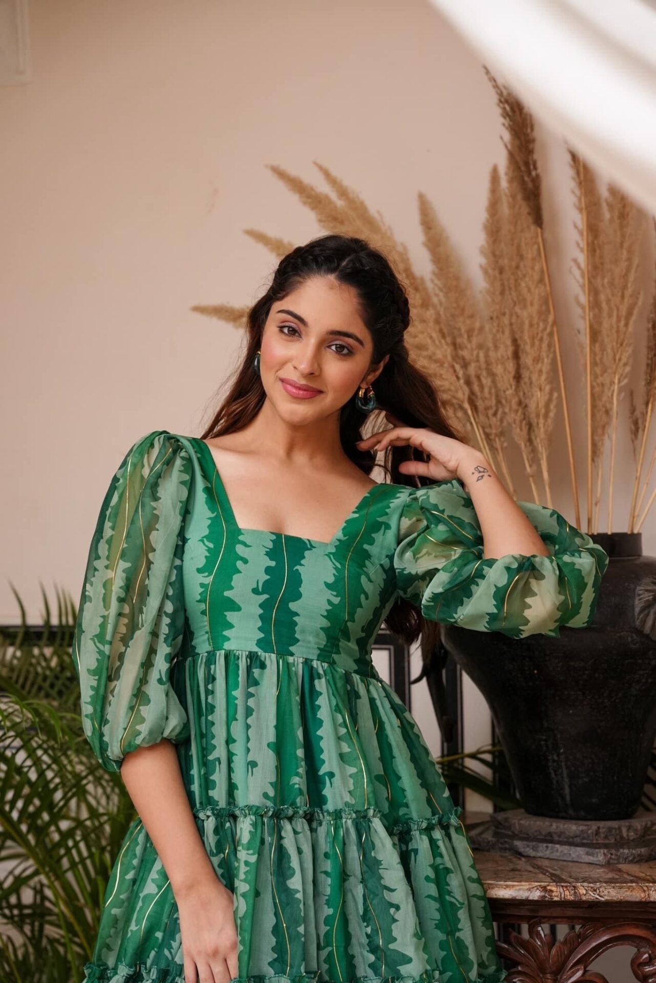 Idaho-o Midori Green Organza Dress - view 5