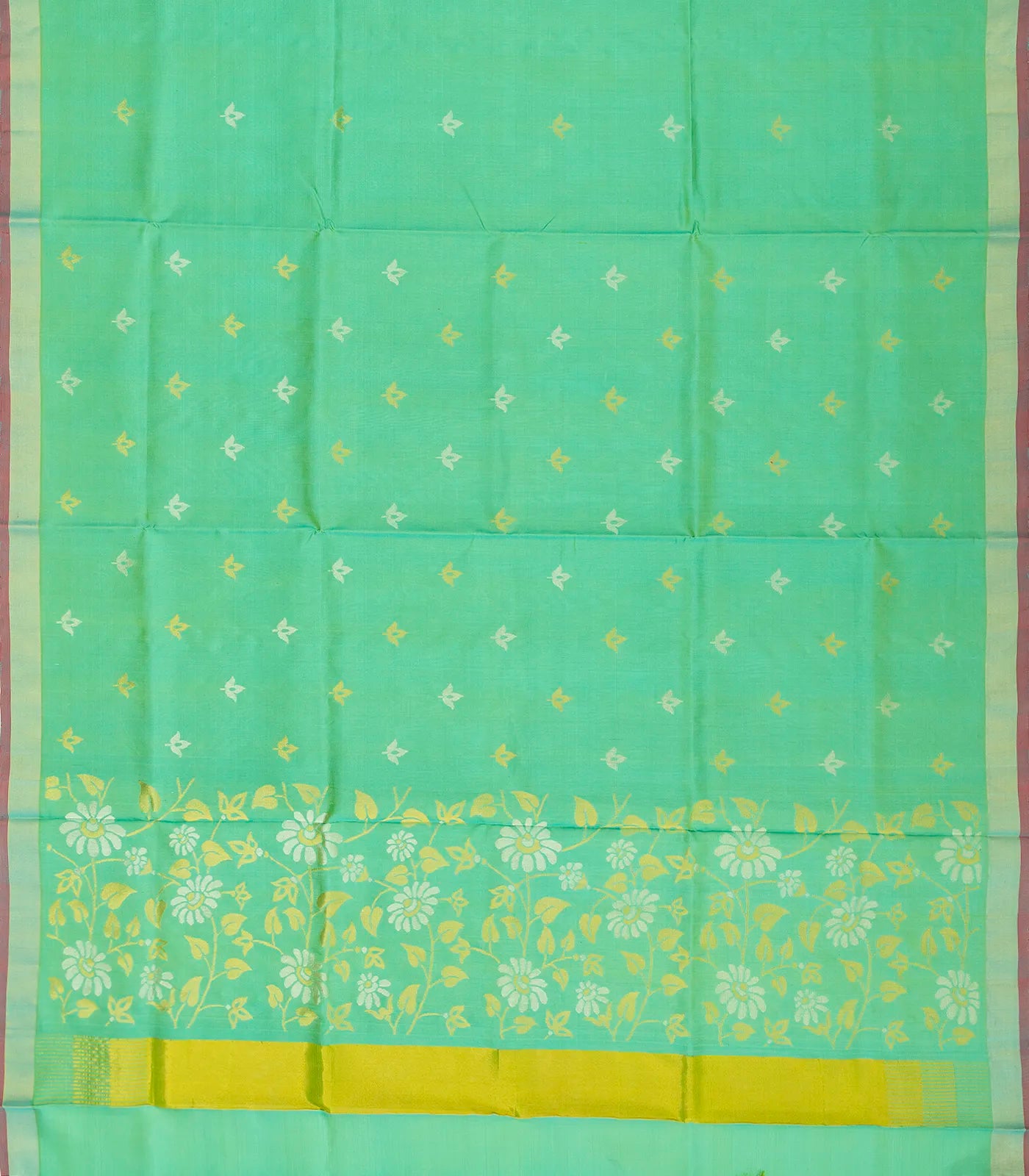 RmKV Aquamarine Handloom Uppada Silk Saree With Floral Zari Buttas - view 2