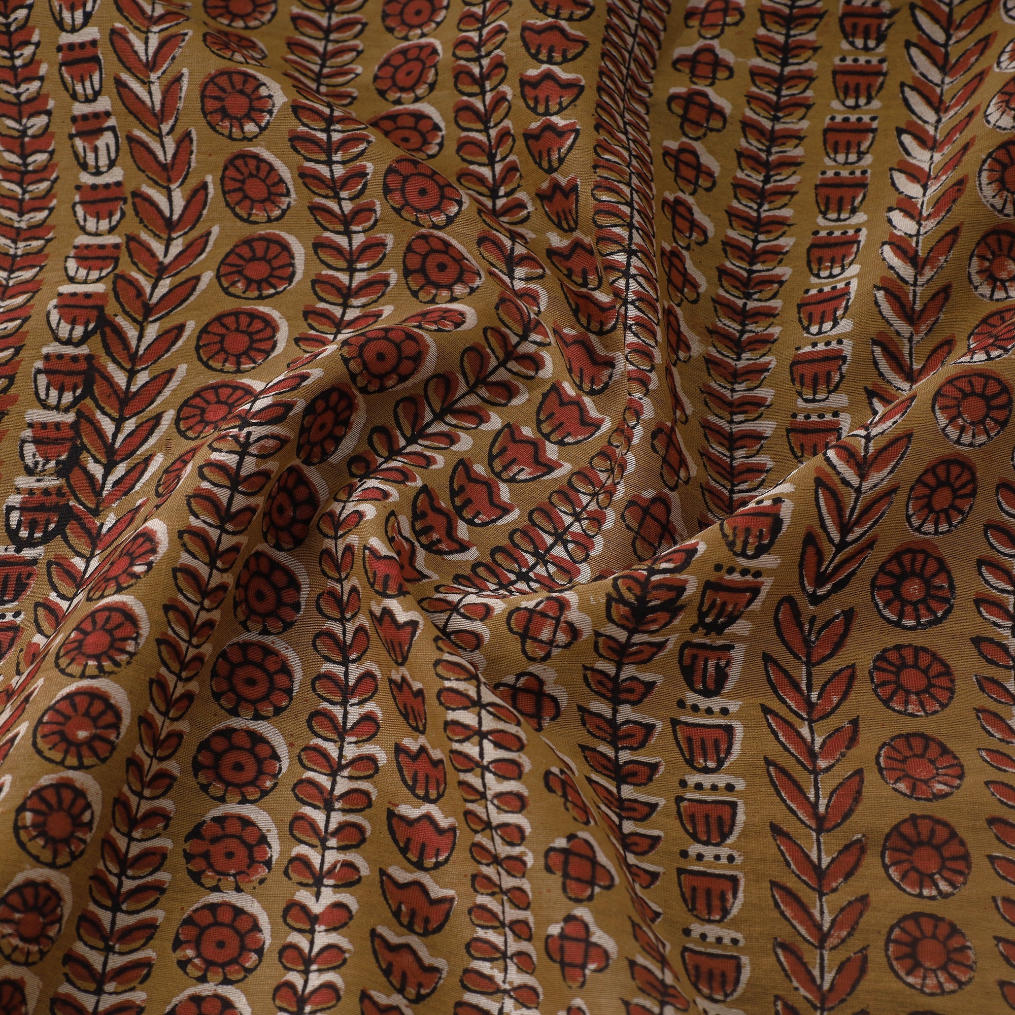 BAGRU DABU PRINTS Brown - Ajrakh Dabu Bagru Block Print Chanderi Silk Fabric 17 - view 3
