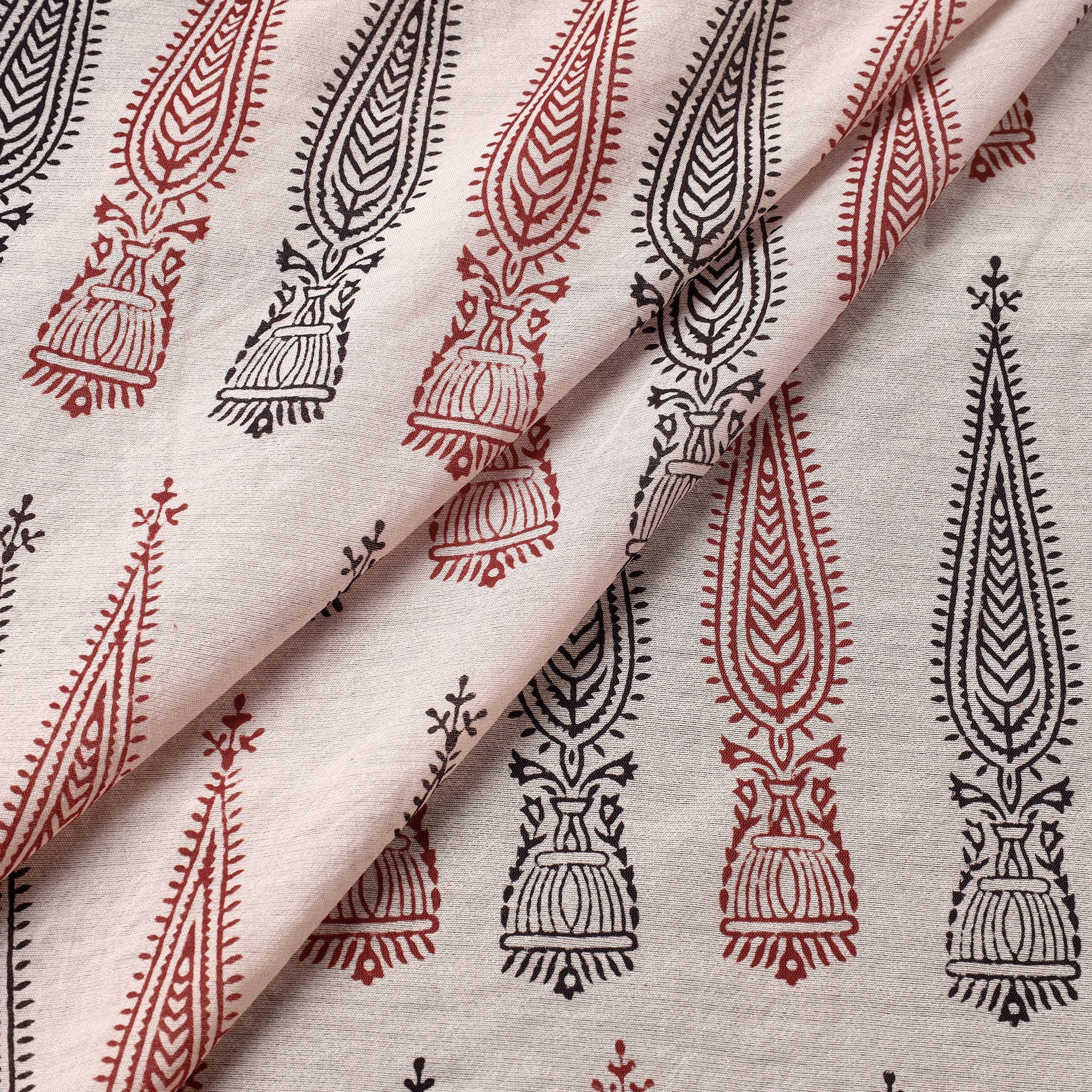 BAGH PRINTS BY UMAR FARUK KHATRI Beige - Bagh Hand Block Printed Chanderi Silk Handloom Fabric - view 2