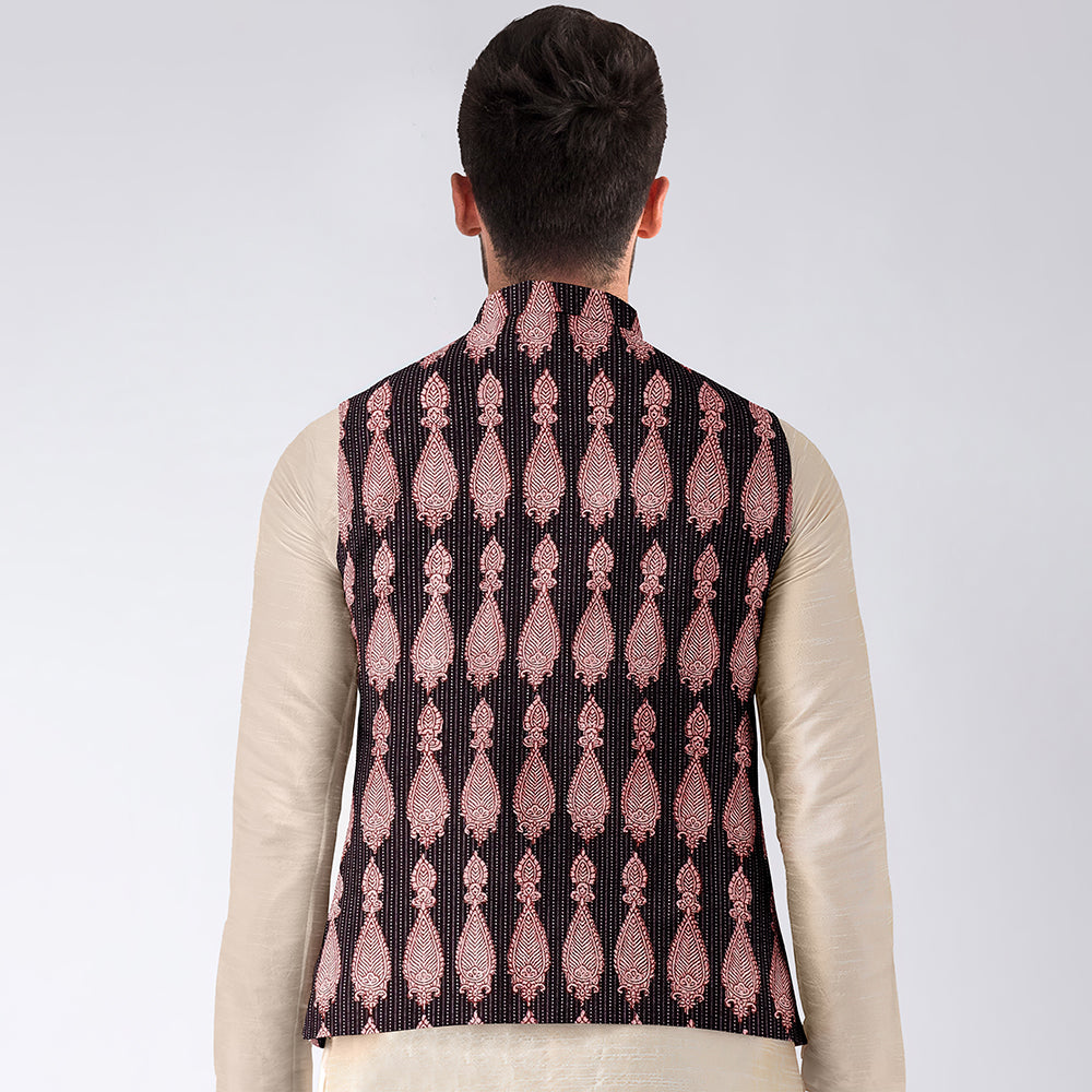 ITOKRI CASUALS Black - Men Nehru Jacket in Bagh Block Printing - view 3