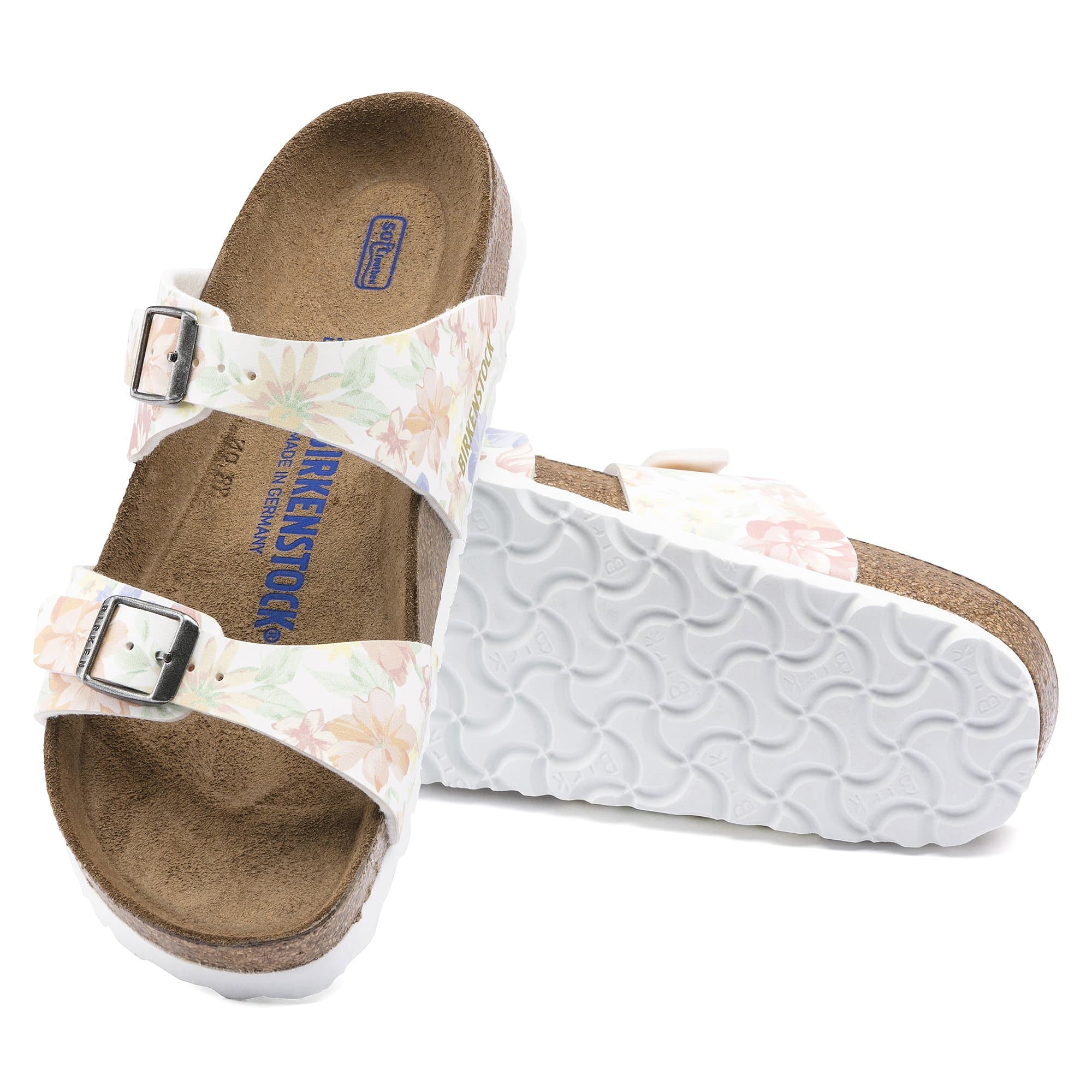 Birkenstock Sydney Soft Footbed Birko-Flor – White White/Supernatural Flowers