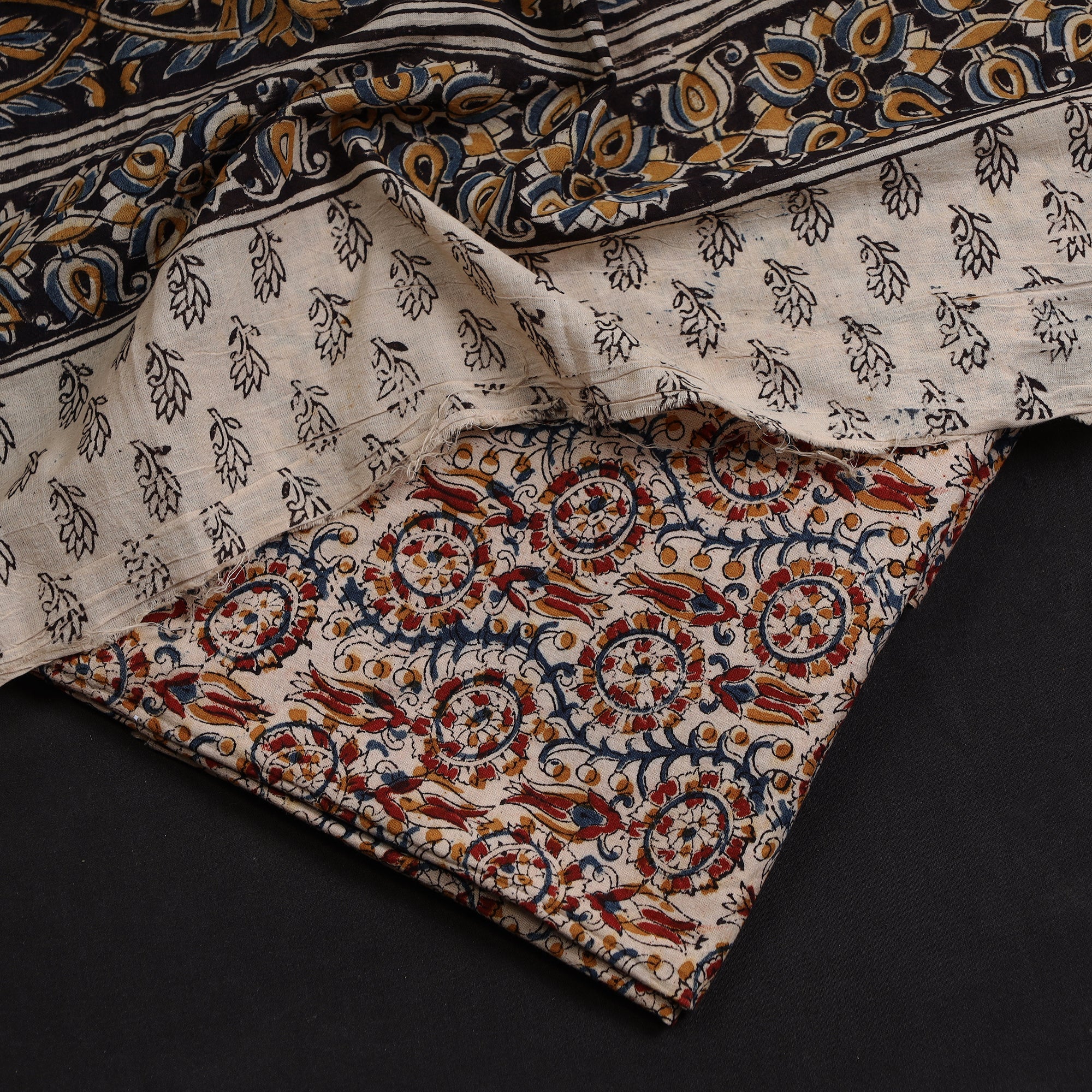 VENKATA BHANU KALAMKARI PEDANA Brown - 2pc Pedana Kalamkari Block Printed Cotton Suit Material Set 10 - view 2