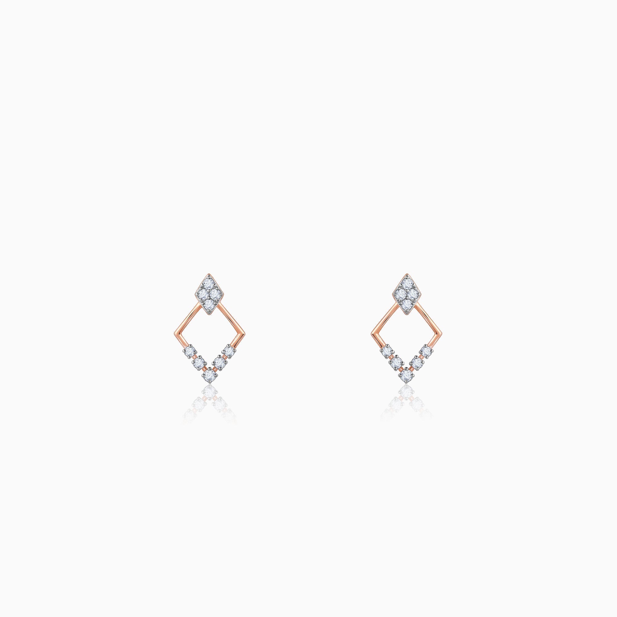 GIVA Jewellery Rose Gold Radiant Rhombus Diamond Earrings