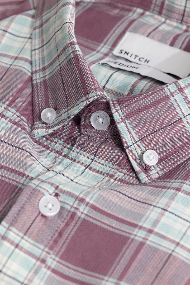 SNITCH Tartan Square Mauve Checks Shirt - view 2